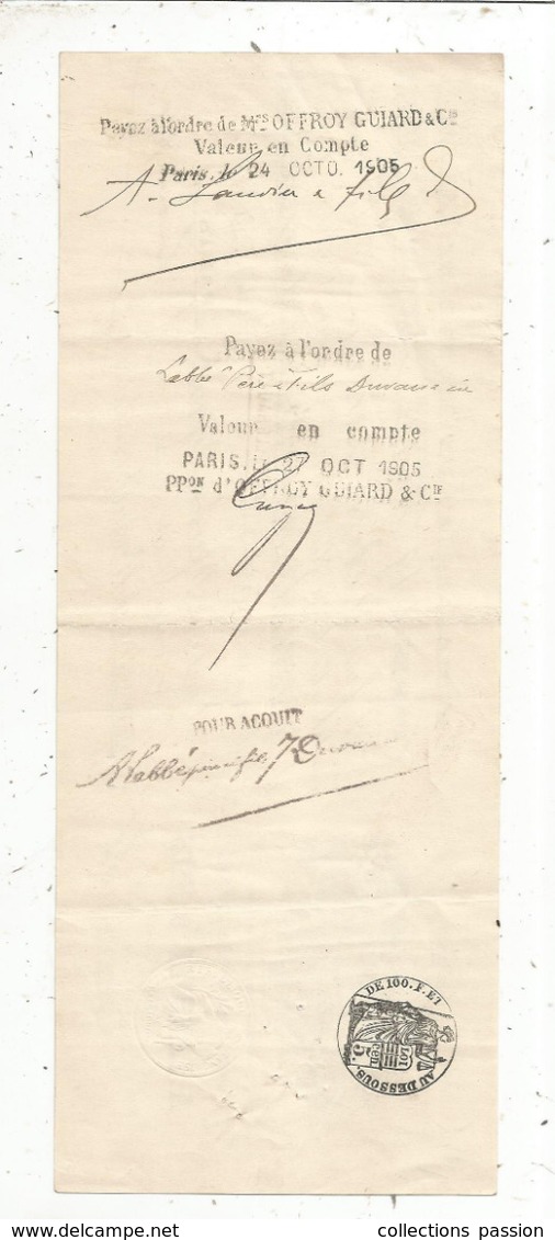 Lettre De Change, A. Landier & Fils ,  Paris ,1905 , 2 Scans ,frais Fr :1.65 E - Lettres De Change