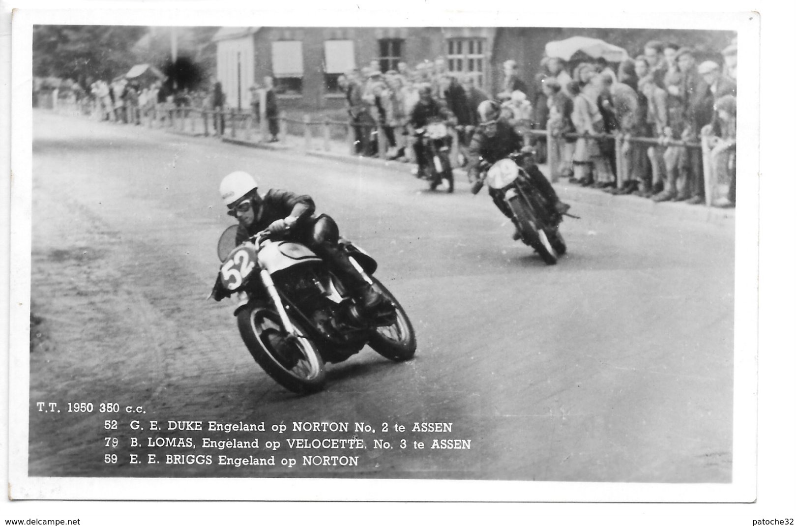 Carte-photo...Assen...T.T 1950...350 Cc .n° 52 Duke Sur Norton.n°79 Lomas Sur Velocette ..ect.... - Sport Moto