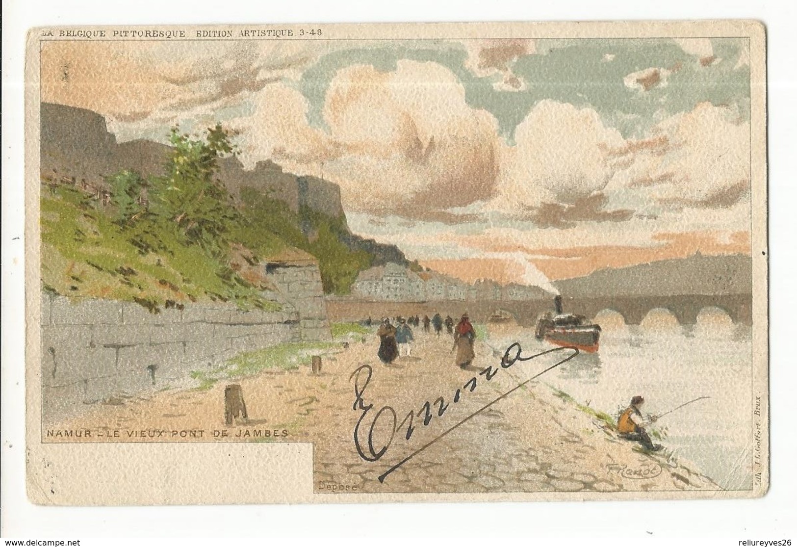 CPA, Précurseur ,Belgique ,N° 3-48,  Namur , Ancien Pont De Jambes , Litho J.C. Goffart , Ed. Dos Simple 1900 - Namur