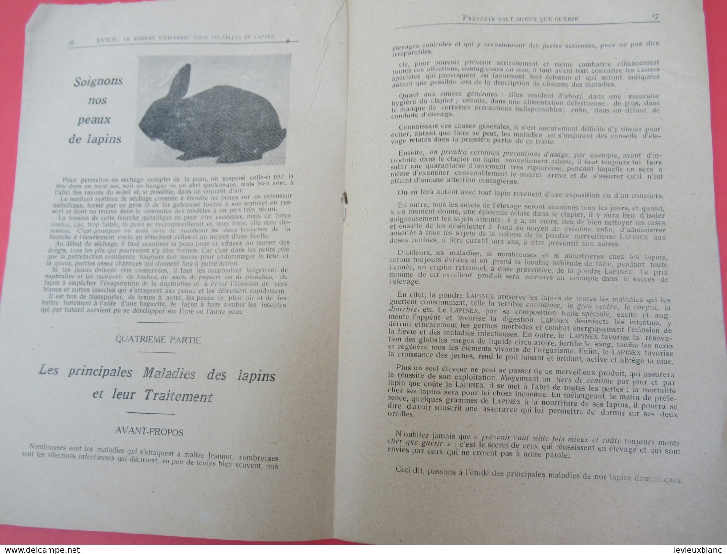 Livret/ Le Manuel Des éleveurs De LAPINS/ DOMICENT/ Aviol/Les Laboratoires Appliqués/ NANTERRE/ 1942    LIV174 - Animaux