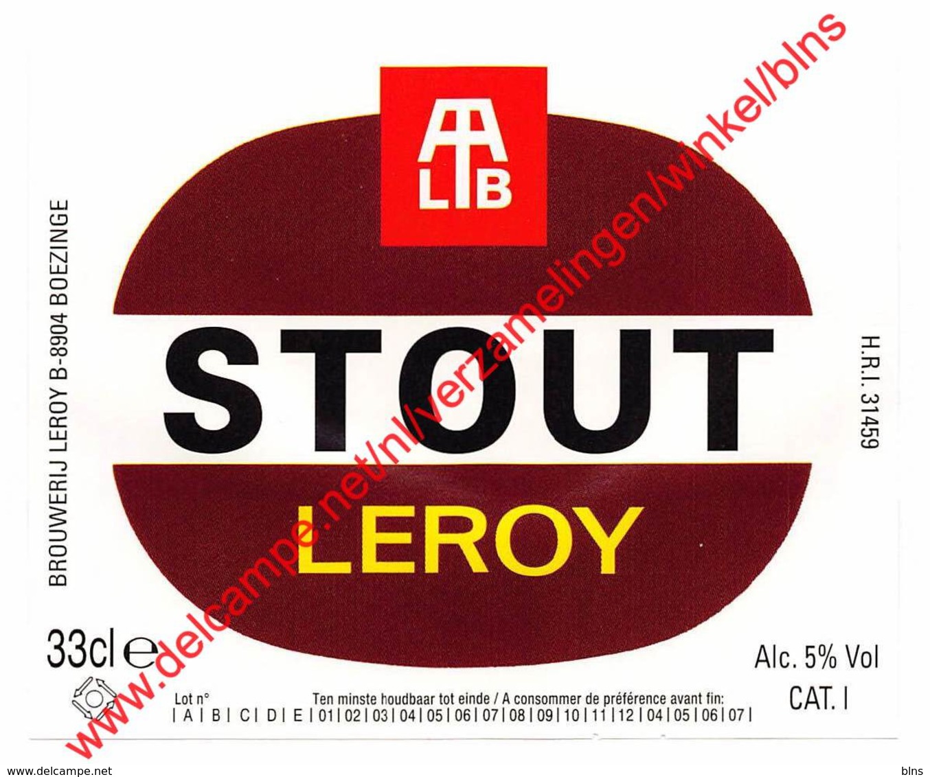 Stout Leroy 33cl - Brasserie Leroy Brouwerij Boezinge - Bière