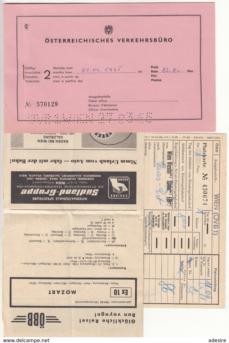 ÖSTERREICHISCHES VERKEHRSBÜRO MAPPE Mit 7 BELEGEN (Fahrscheine, U.mehr) - Sonstige & Ohne Zuordnung