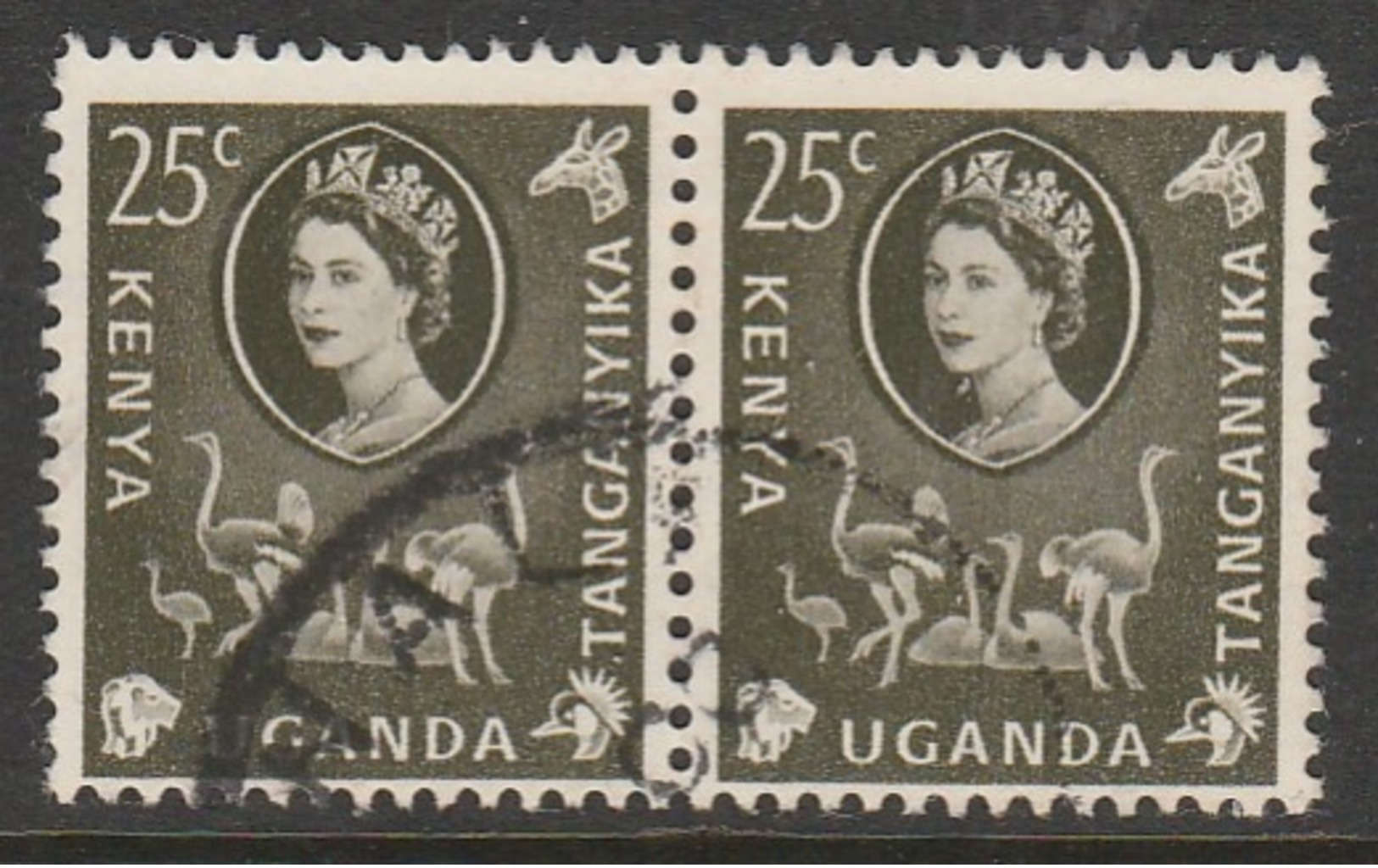 Kenya  1960 Flowers, Animals And Local Motives 25 C Purple Rose SW 82 O Used Pair - Kenya, Ouganda & Tanganyika