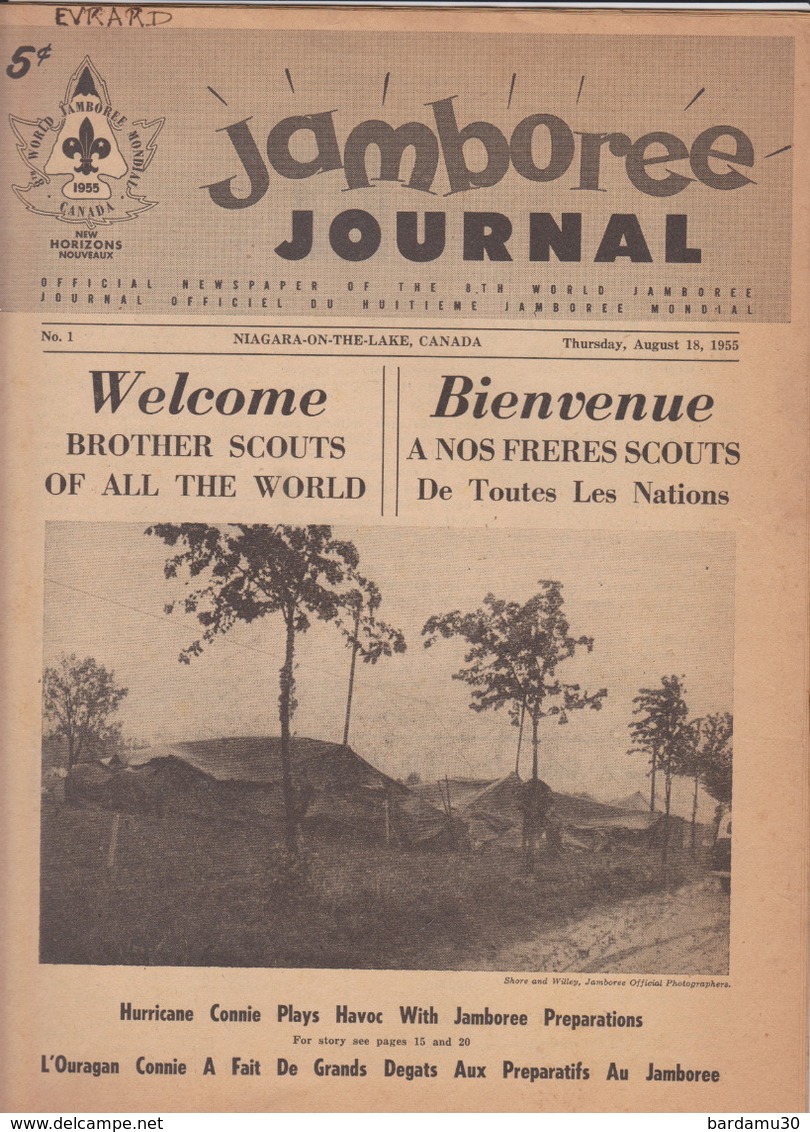 Scoutisme. Journal Jamboree Aôut 1955 à Niagara-on-the-Lake- Canada. - Christianity, Bibles