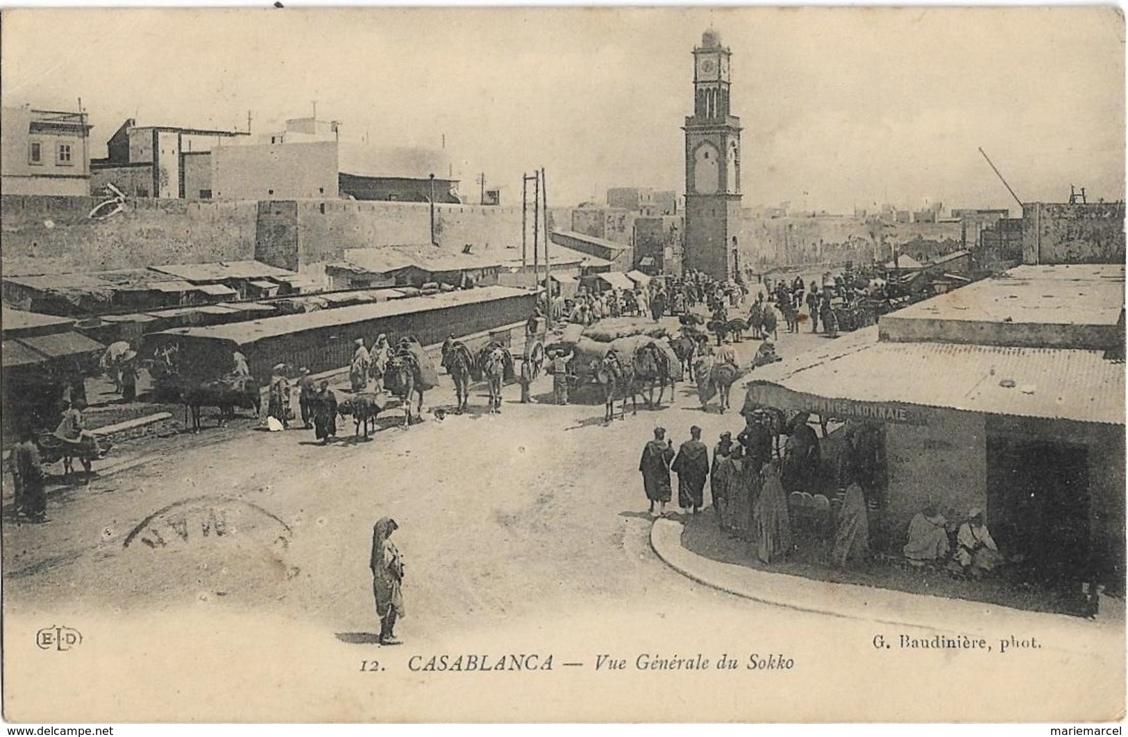 MAROC - CASABLANCA - VUE GENERALE DU SOKKO - Charrettes-Chevaux-Ânes-Nombreuses Personnes - Casablanca