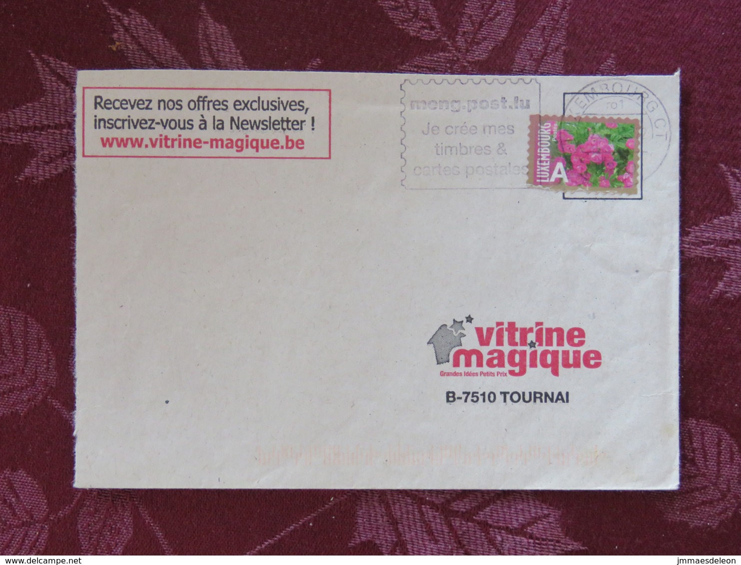 Luxemburg 2013 Cover Luxembourg To Belgium - Flowers - "I Make My Own Stamps" Slogan - Cartas & Documentos