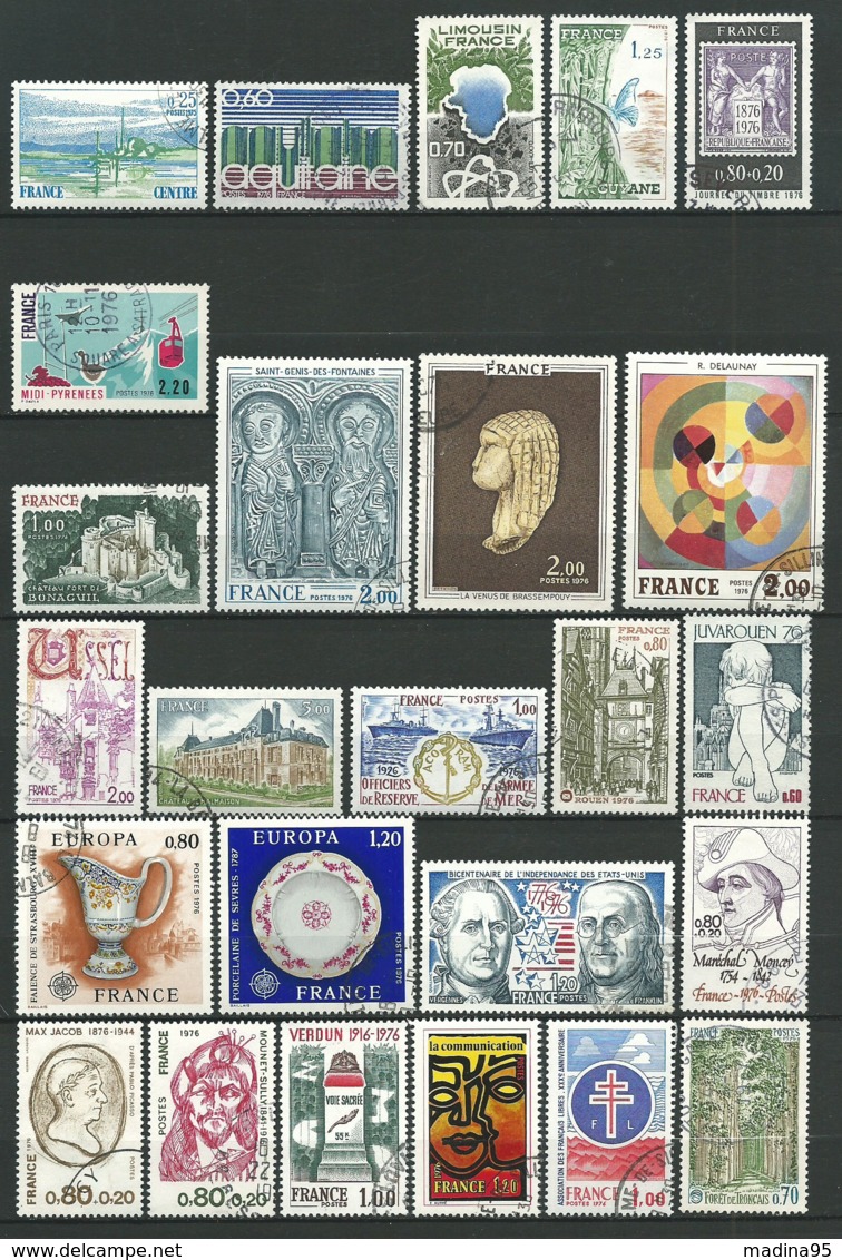 FRANCE: Obl., N°1863 à 1913, Année 1976 Complète Sf N°1895A/C, Sans PA Préo Et S., TB - 1970-1979