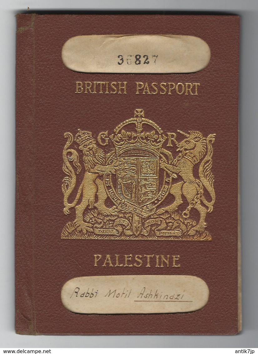 JUDAICA BRITISH PALESTINE PASSPORT FOR RABBI  EGYPT VISA & CONSULAR STAMP 1930s - Historical Documents