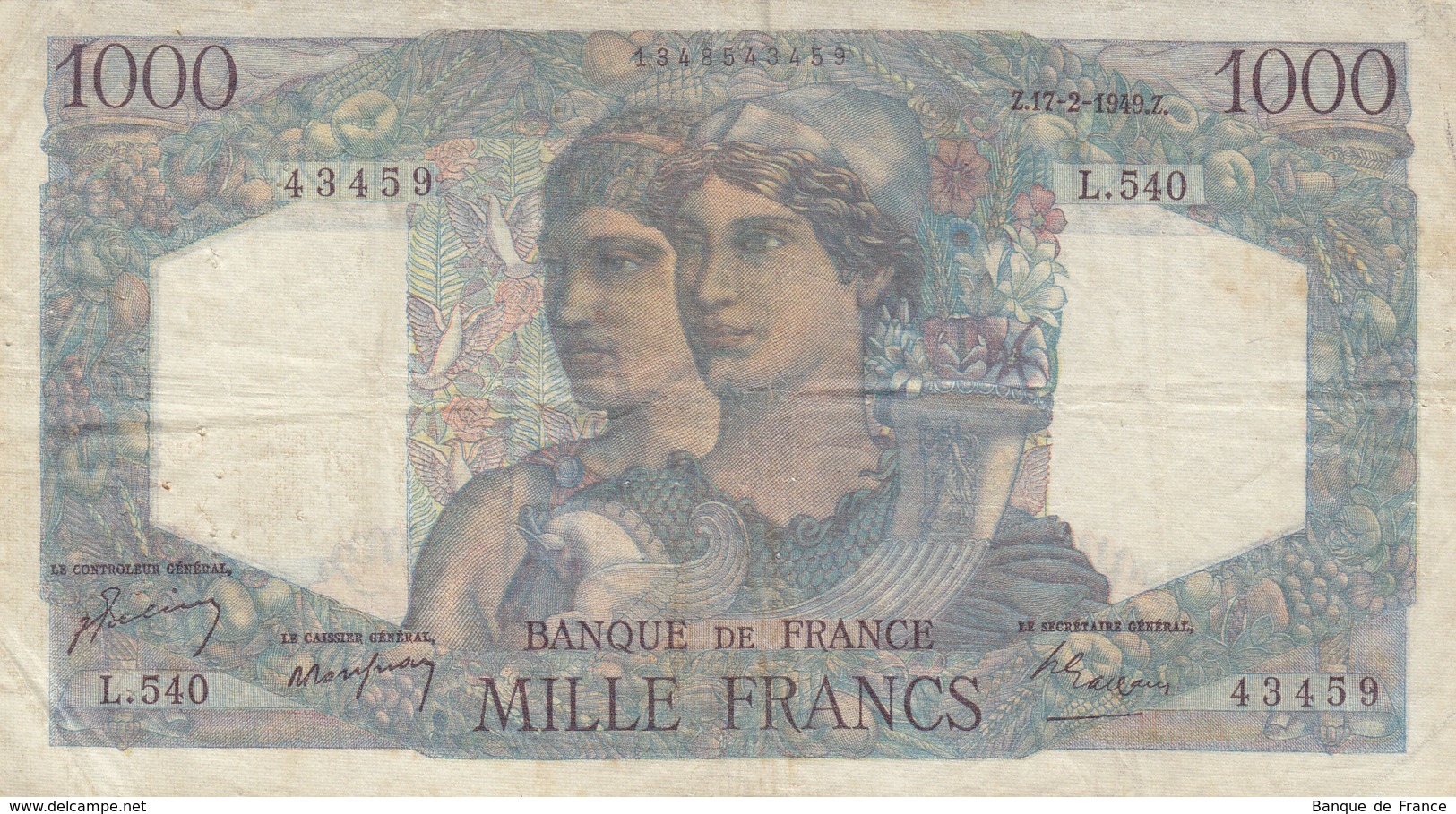 Billet 1000 F Minerve Et Hercule Du 17-2-1949 FAY F 41.25 Alph. L.540 - 1 000 F 1945-1950 ''Minerve Et Hercule''