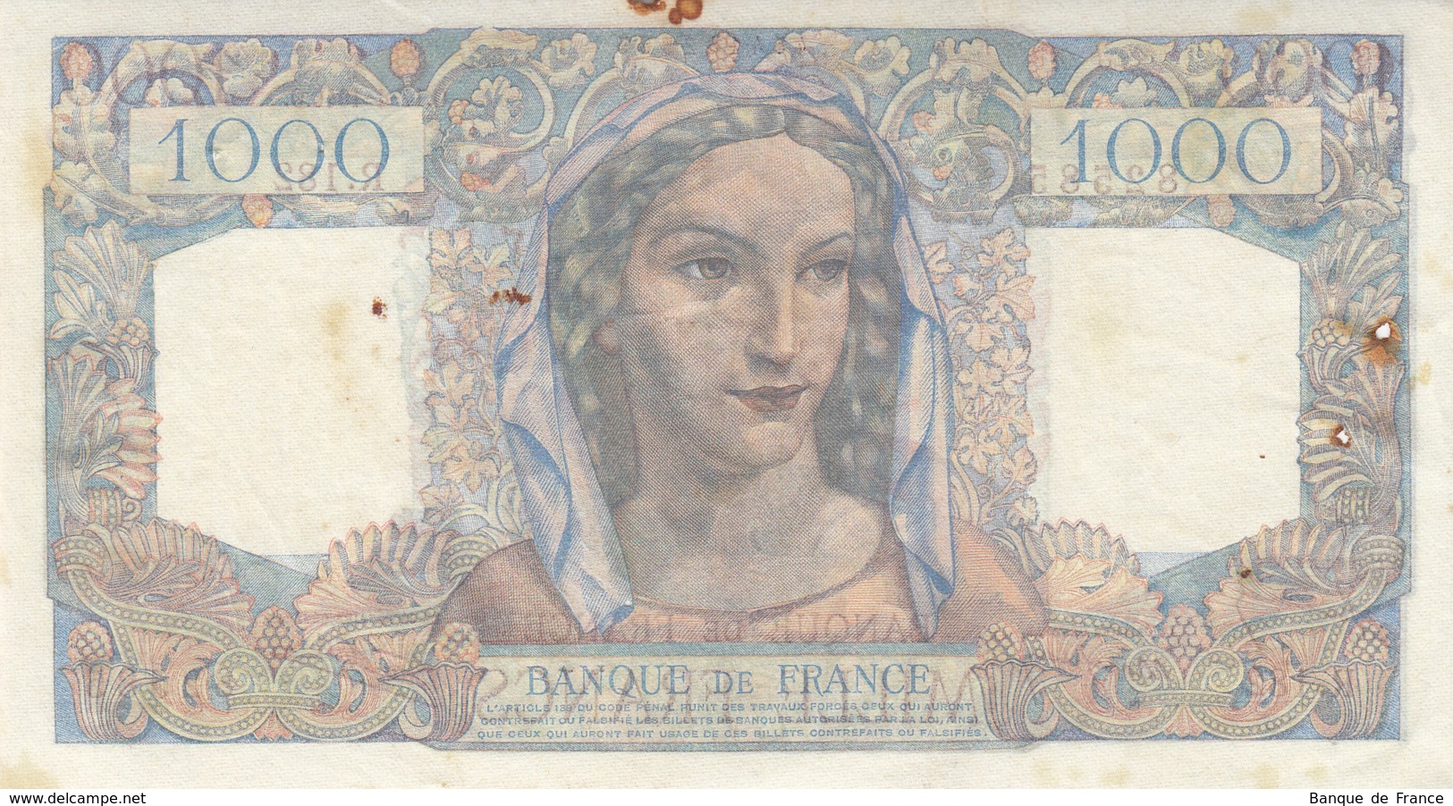 Billet 1000 F Minerve Et Hercule Du 17-1-1946 FAY F 41.10 Alph. R.182 - 1 000 F 1945-1950 ''Minerve Et Hercule''