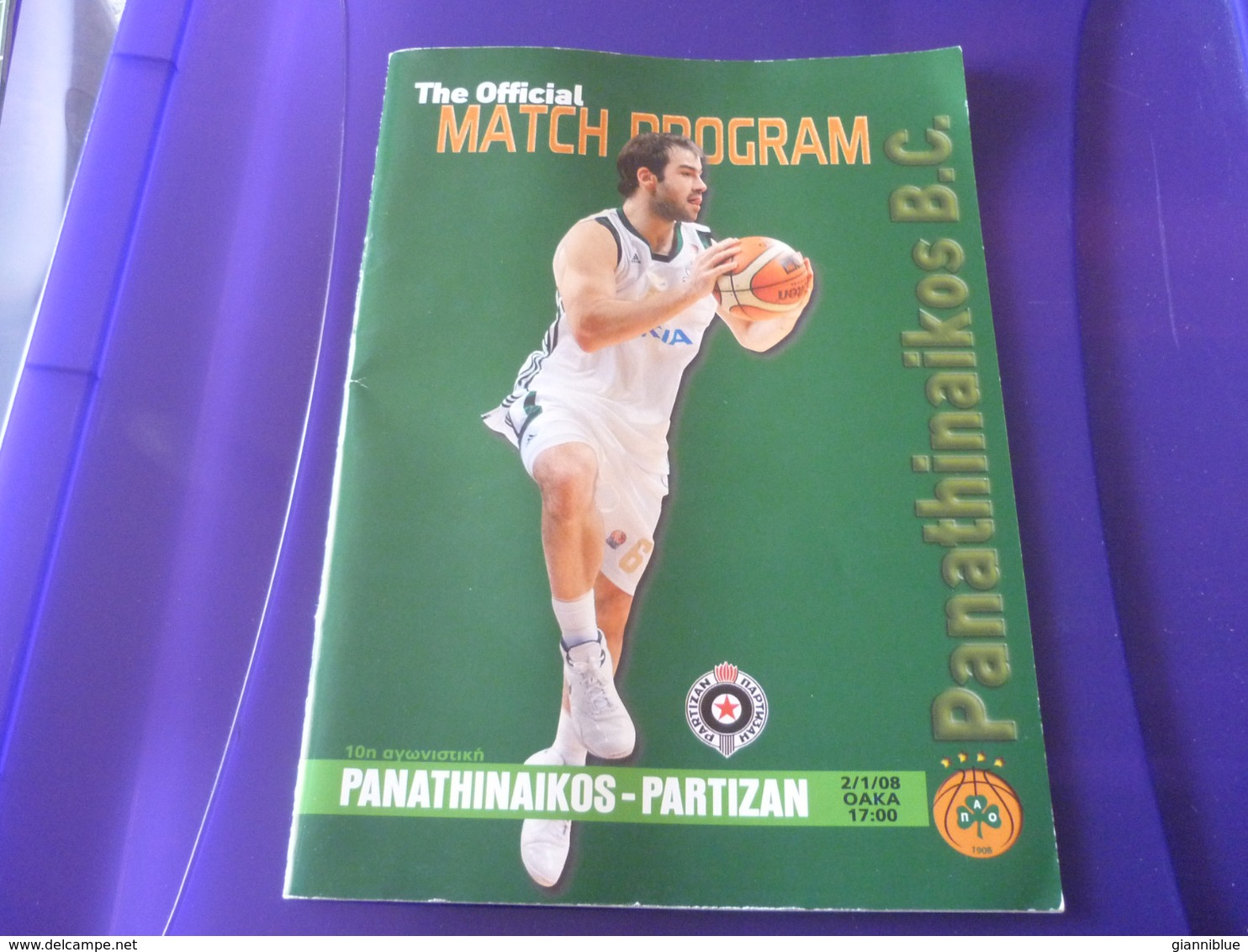 Panathinaikos-Partizan Euroleague Basketball Official Match Program Programme 02/01/2008 Spanoulis - Habillement, Souvenirs & Autres