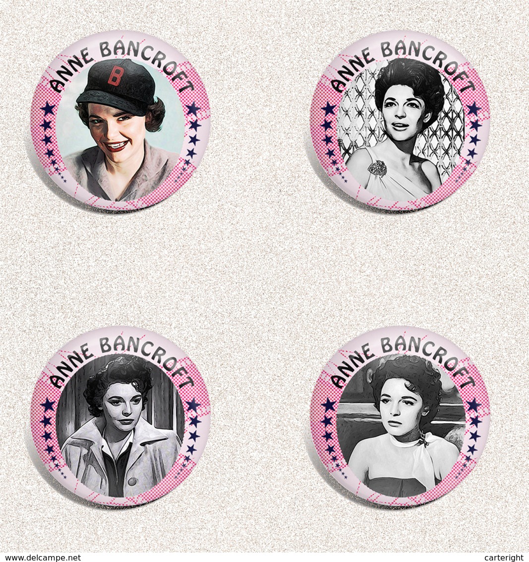 ANNE BANCROFT Movie Film Fan ART BADGE BUTTON PIN SET  (1inch/25mm Diameter) 35 DIFF - Filmmanie