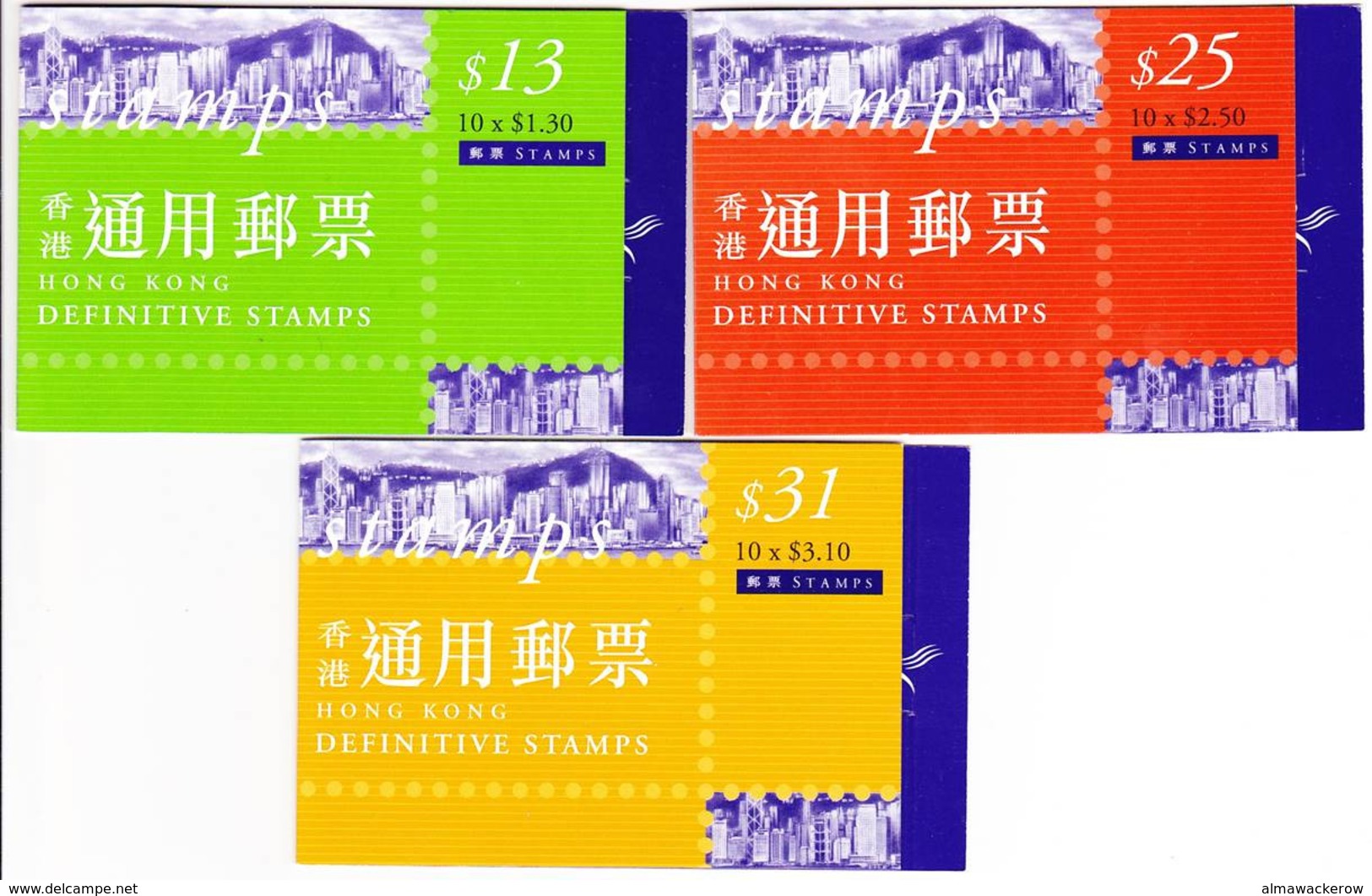 Hong Kong 1999 Def. Issue Stamp Booklets Mi: 8x902D/2x 902E; 8x907D/2x907E; 8x908D/2x908E All MNH ** - Markenheftchen