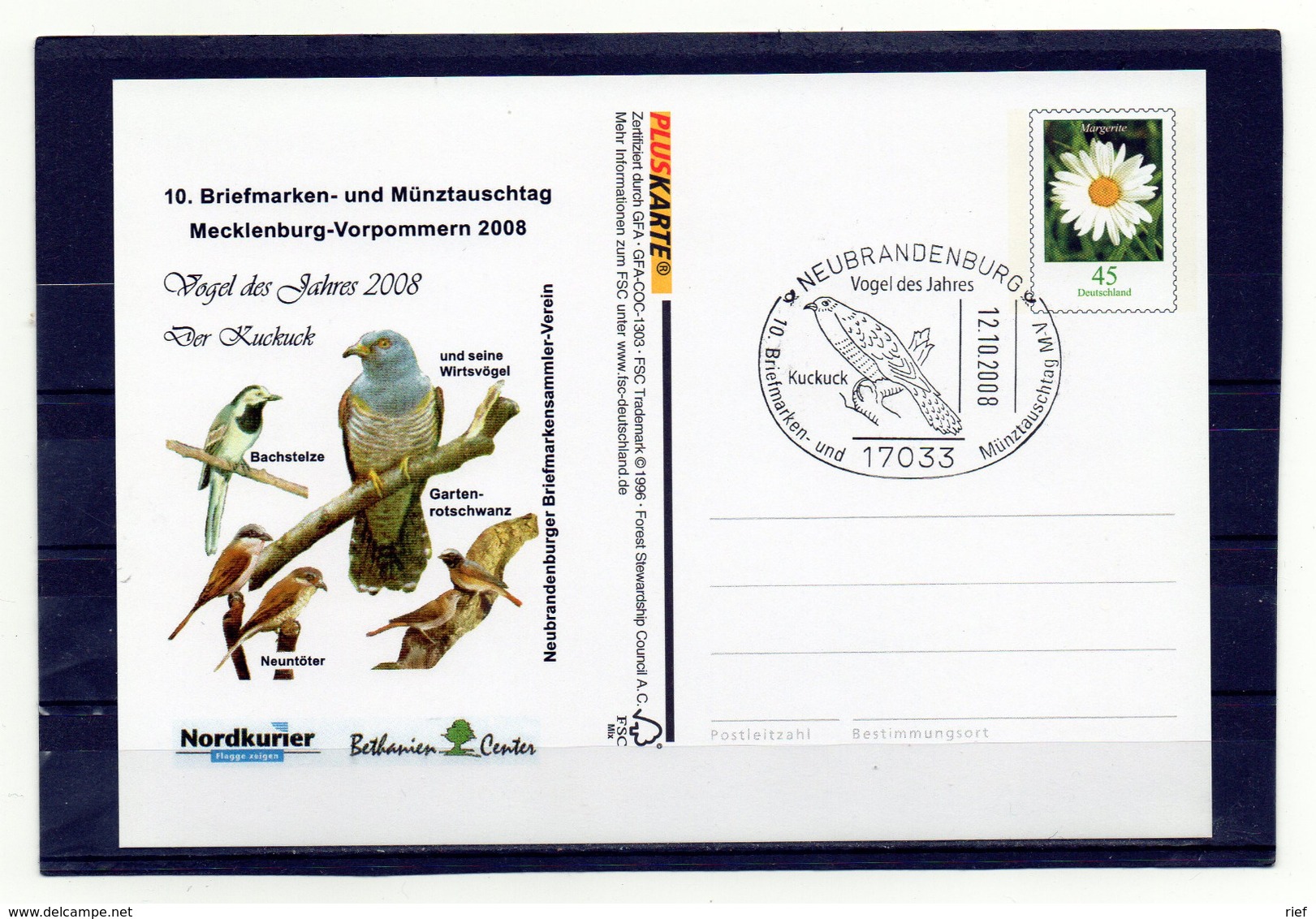 BRD, 2008, Ganzsachen-Karte Mit Michel 2451, Sonderstempel, Vogel Des Jahres 2008/Kuckuck - Postales Ilustrados - Usados