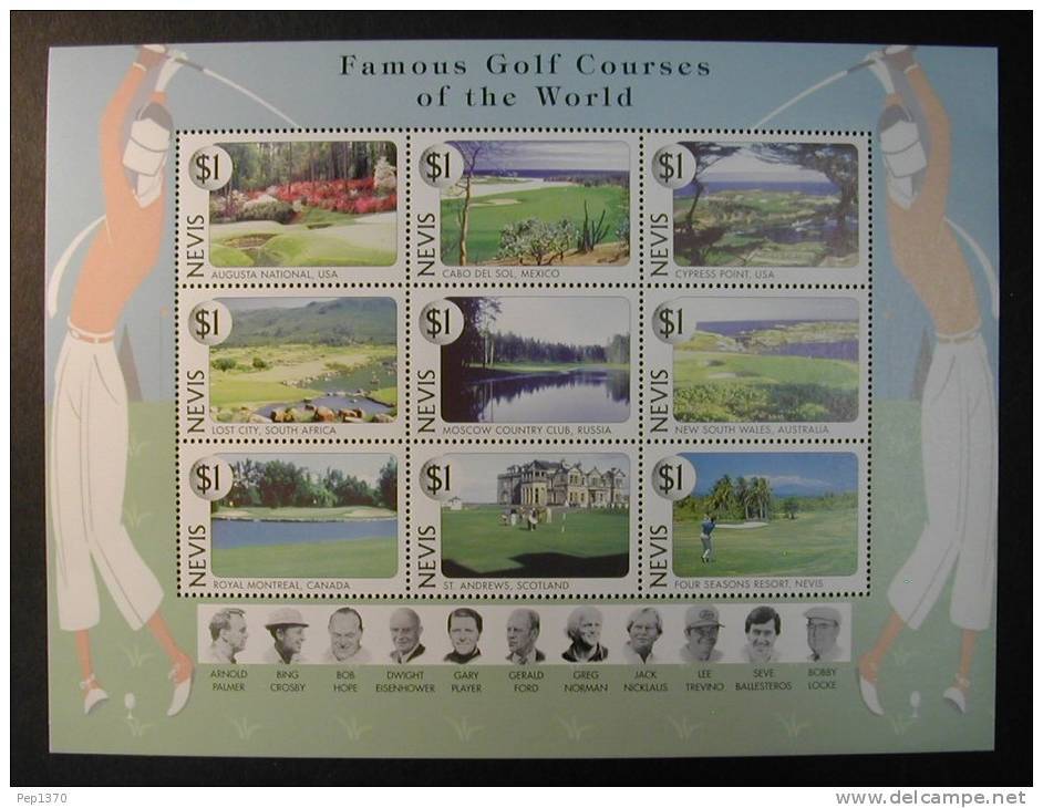 NEVIS 1997 - FAMOUS GOLF COURSES OF THE WORLD - YVERT 1029-1037 SCOTT 1021 - Golf