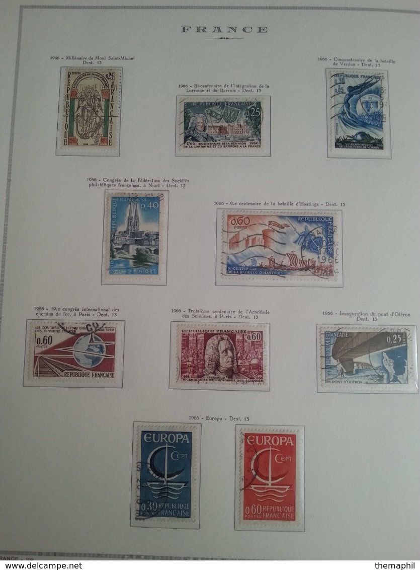 lot n° THéma 756 FRANCE 1963 / 1972 avec la poste aer.  obliterés et qq neufs , une collection dans un album yvert