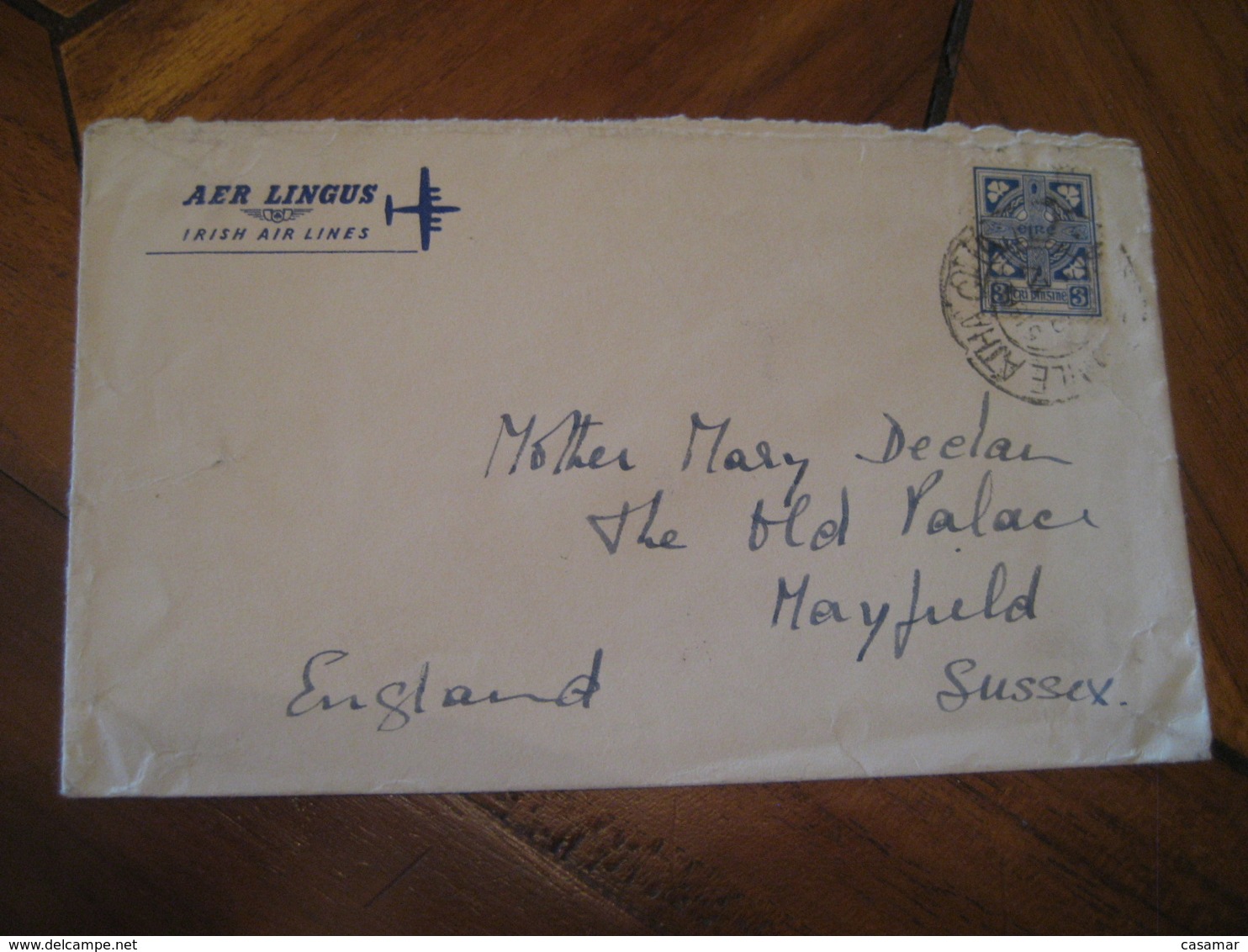 AER LINGUS Irish Air Lines To Mayfield England Stamp Cancel Cover IRELAND Eire - Aéreo