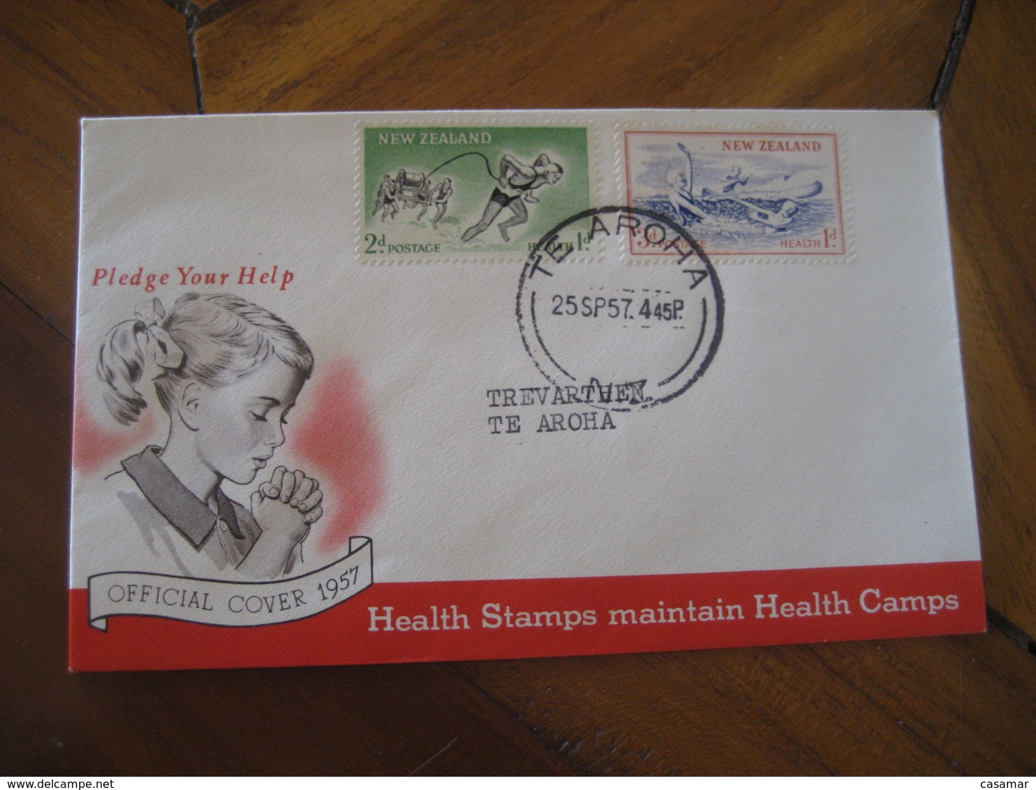 TE AROHA 1957 Health Stamps Official Souvenir Cancel Cover NEW ZEALAND - Brieven En Documenten