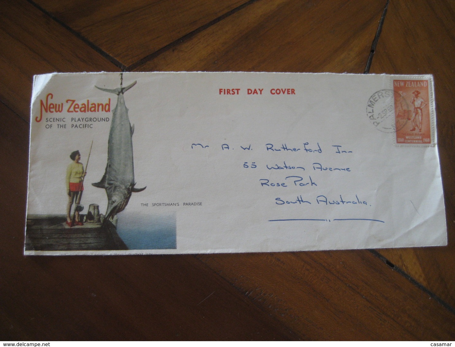 PALMERSTON 1969 To Rose Park South Australia Westland Centennial FDC Cancel The Sportsman's Paradise Fishing NEW ZEALAND - Brieven En Documenten