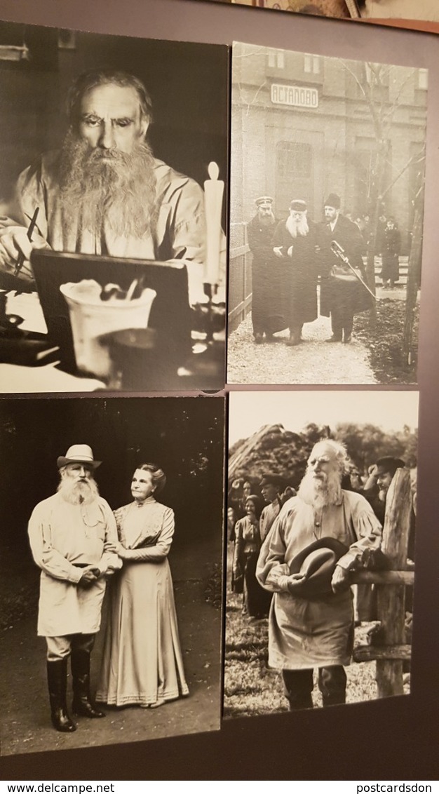 Russia. Biography Movie , Writer LEO TOLSTOY - 10 Postcards Lot - 1970s - - Writers