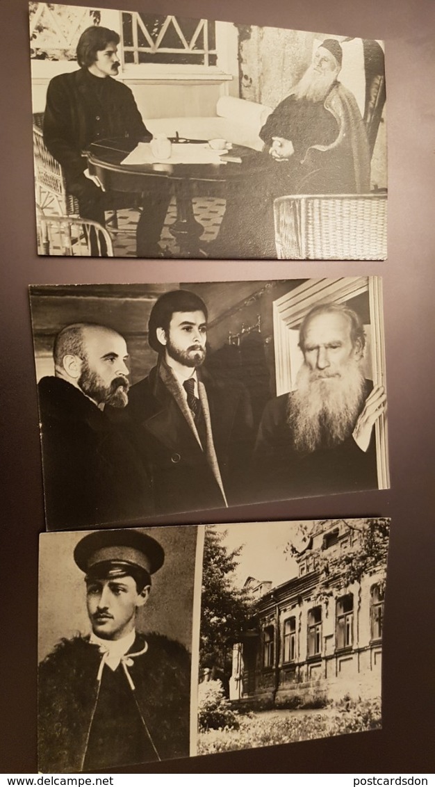 Russia. Biography Movie , Writer LEO TOLSTOY - 10 Postcards Lot - 1970s - - Writers