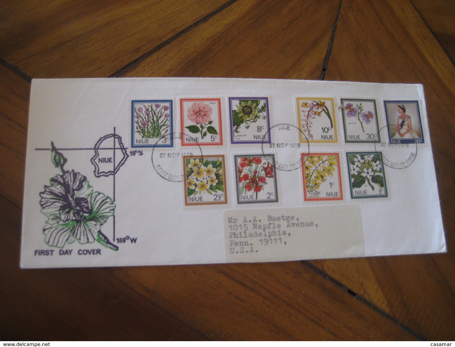 NIUE 1969 Flora Flowers + QEII 10 Stamp FDC Cancel Cover - Niue