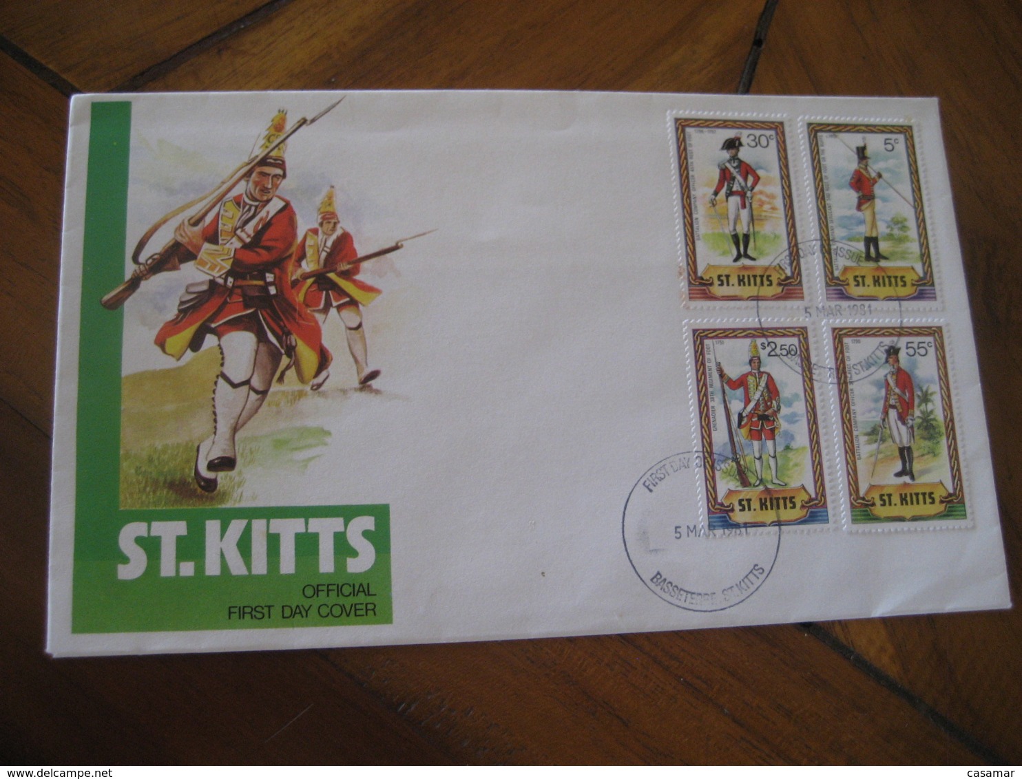 BASSETERRE St. Kitts 1981 Battalion Company Officer Sergeant Grenadier FDC Cancel Cover St Christopher & Nevis - St.Kitts E Nevis ( 1983-...)