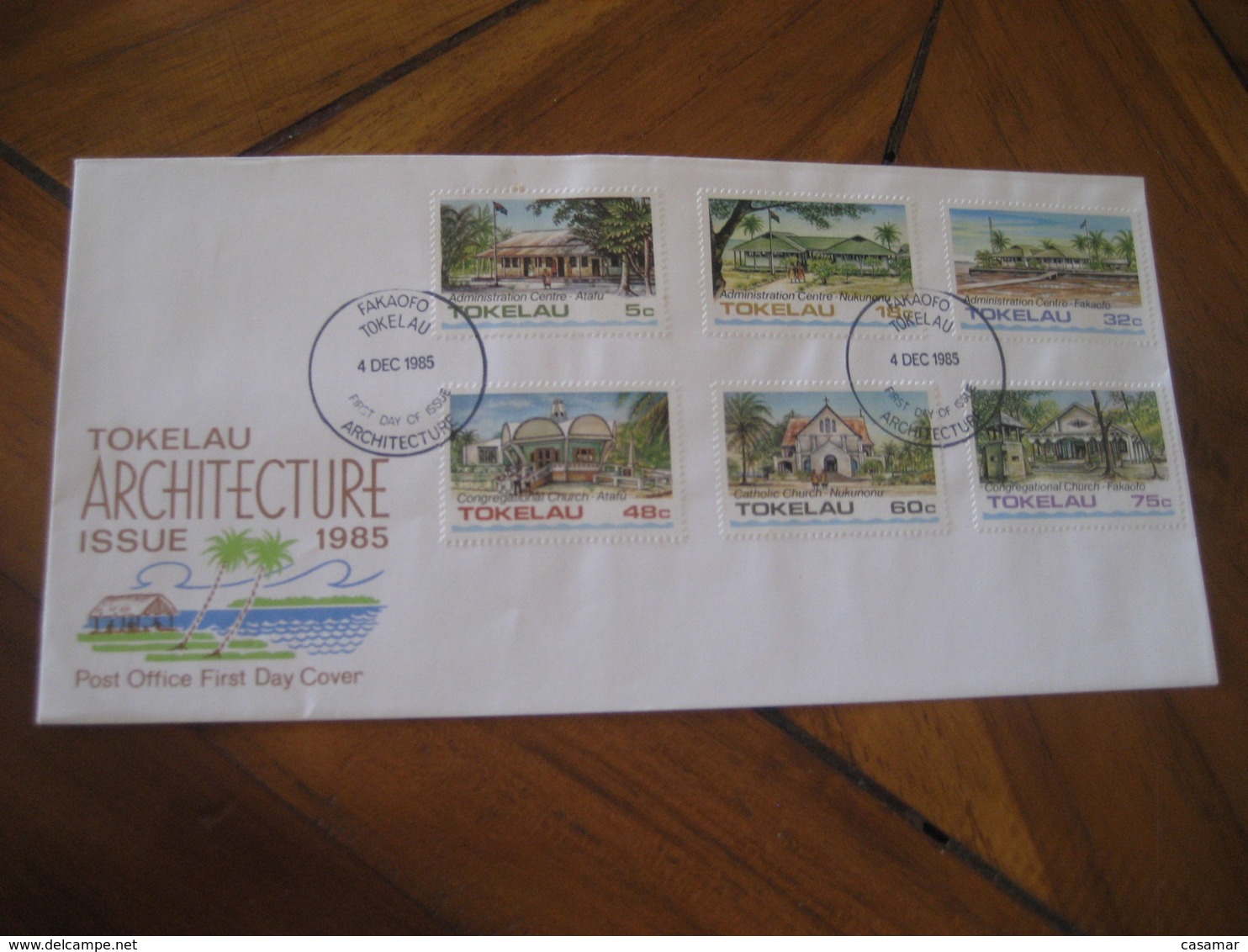 FAKAOFO Tokelau 1985 Administration Centre Church Architecture FDC Cancel Cover - Tokelau