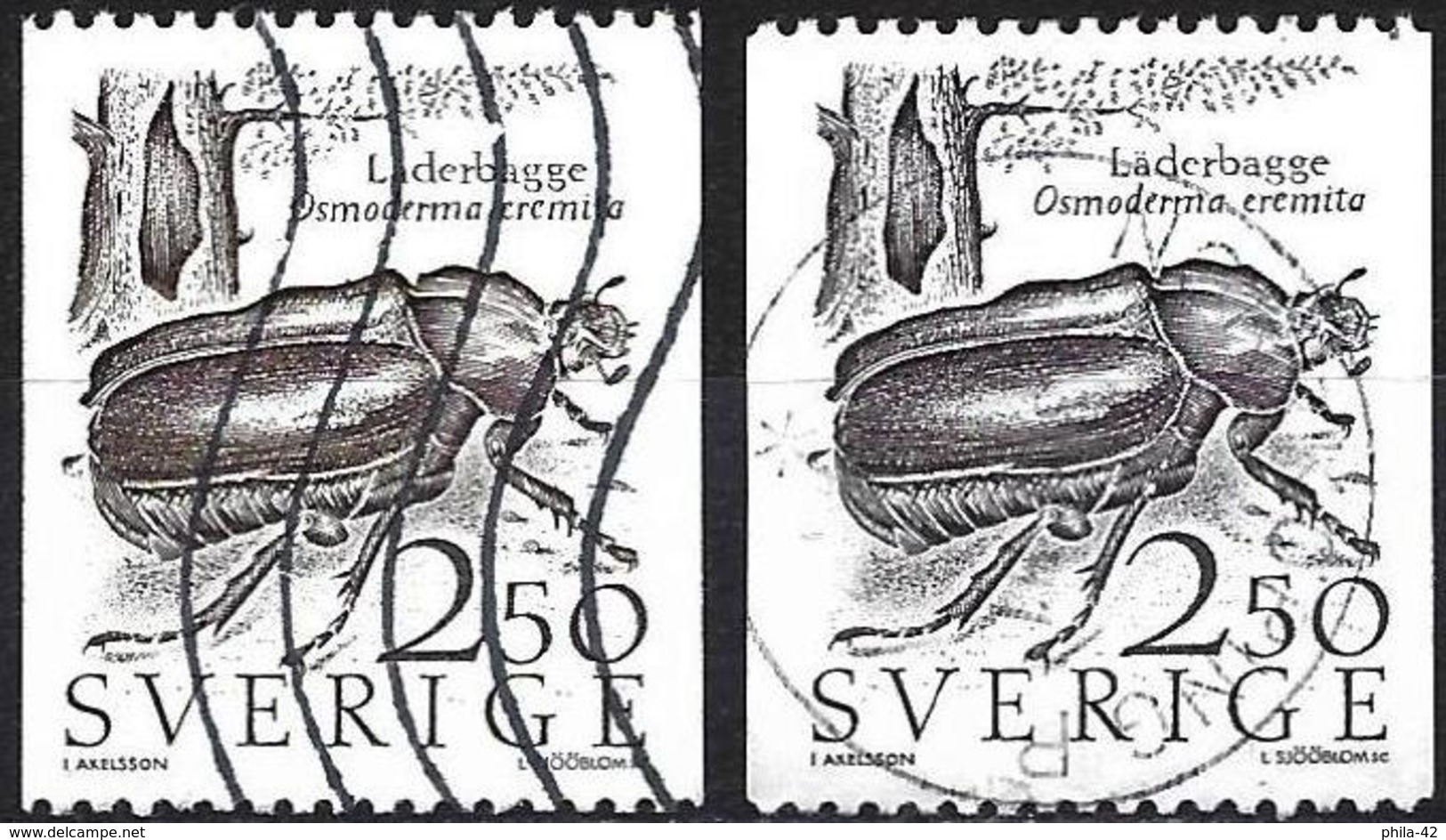 Sweden 1987 - Mi 1425 - YT 1408 ( Insect : Hermit Beetle ) Two Shades Of Color - Variétés Et Curiosités