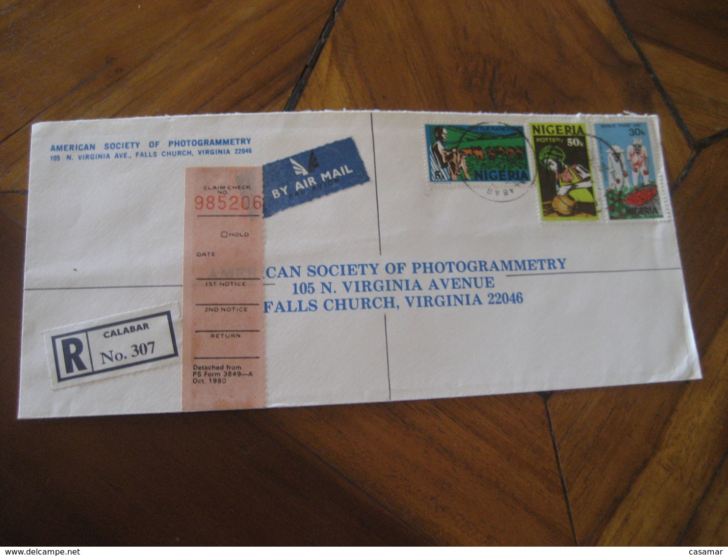 CALABAR Nigeria 1982 To Falls Church USA 3 Stamp Cancel Registered Air Mail Cover - Nigeria (1961-...)