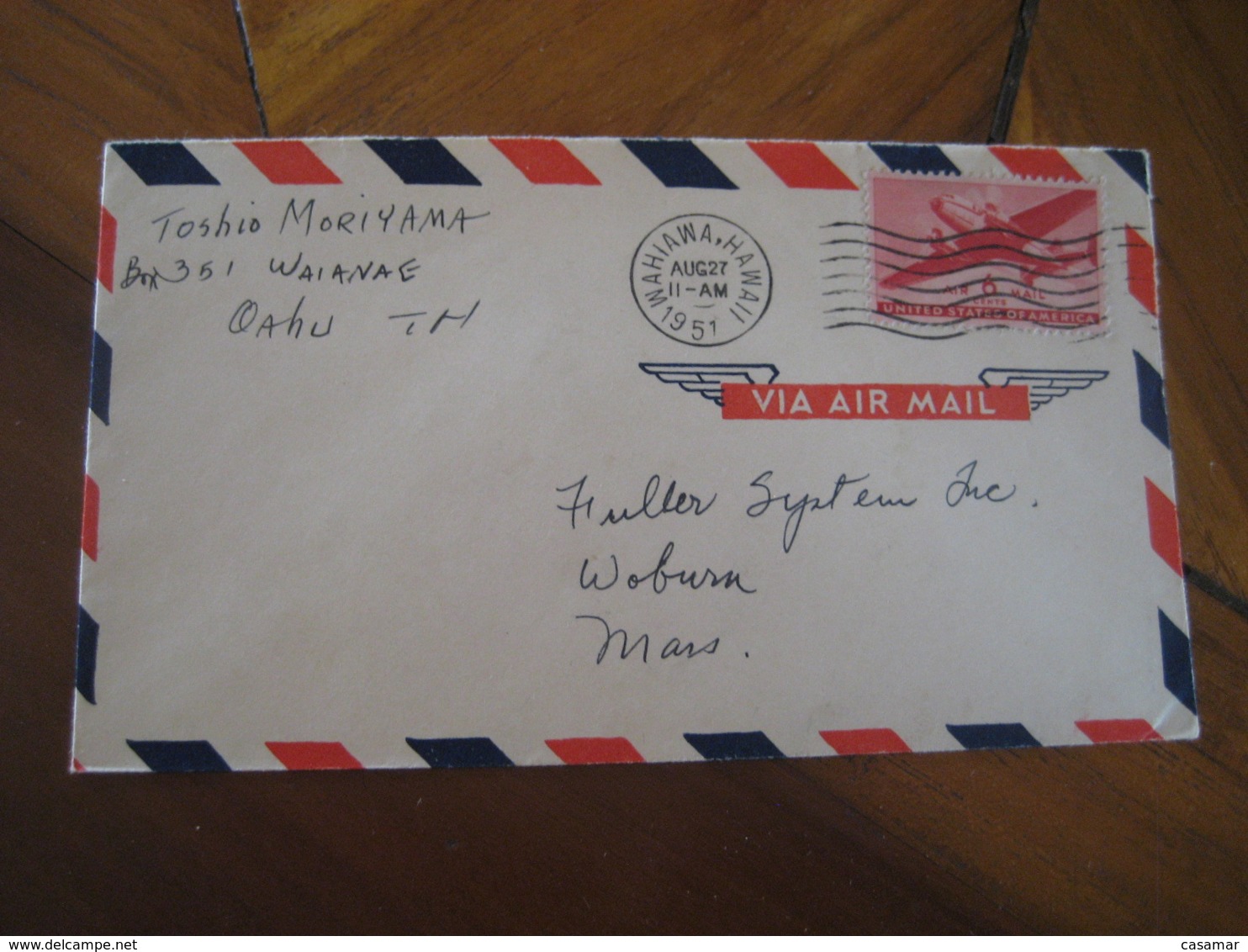 WAHIAWA Hawaii 1951 Stamp On Cancel Air Mail Cover USA - Hawaii