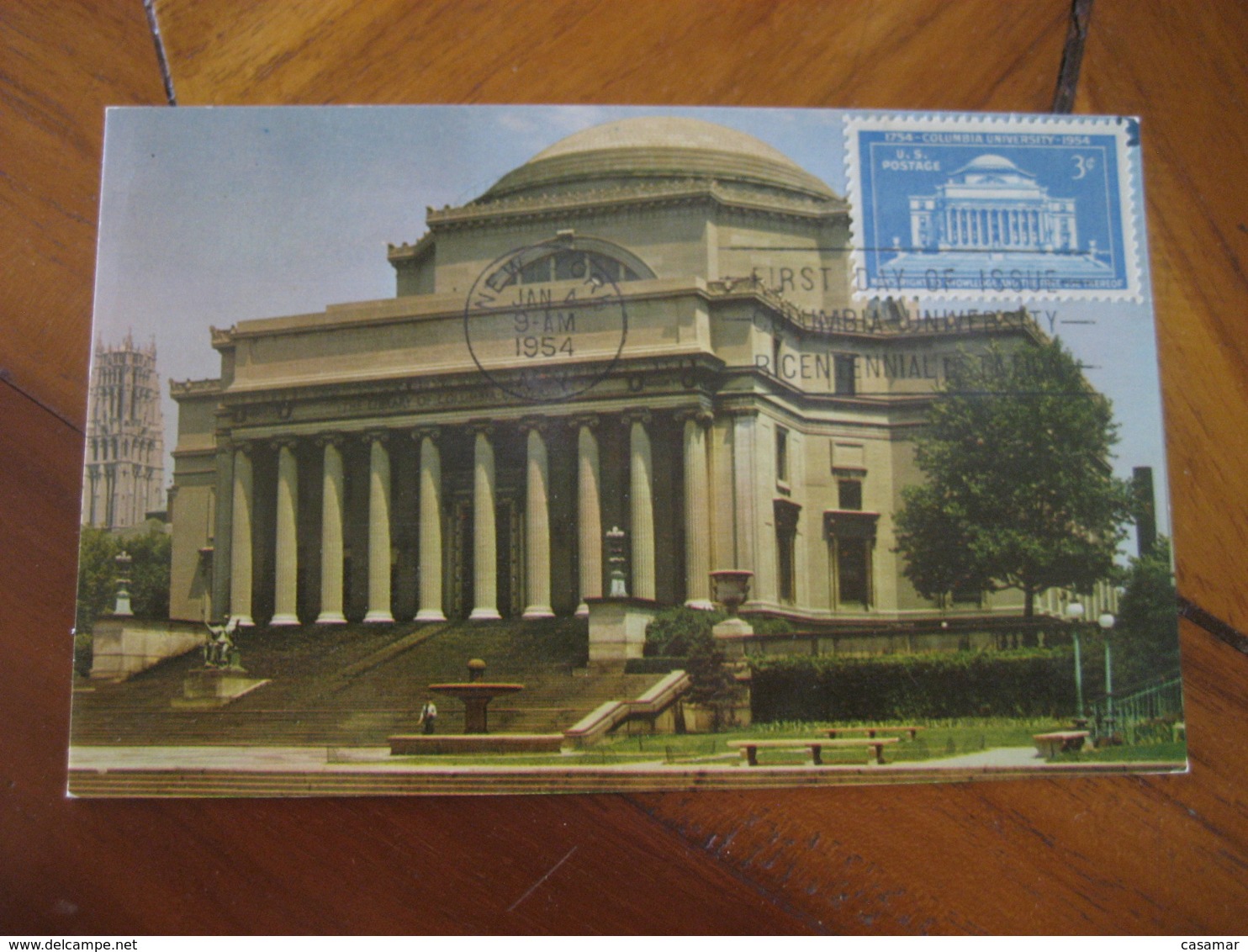 NEW YORK 1954 Columbia University Low Library Maxi Maximum Card USA - Cartoline Maximum