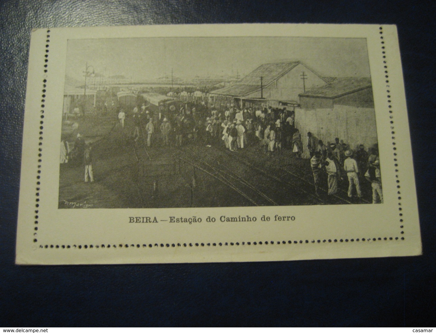 50 Reis Beira Caminho Ferro Train Station Cartao Postal Companhia Moçambique MOZAMBIQUE Portugal Colonies Stationery - Mozambique