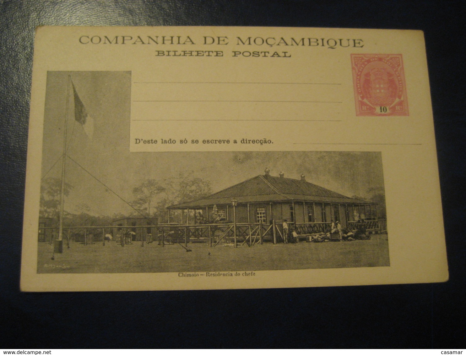 10 Reis Chimoio Flag Residencia Elephant Bilhete Postal Companhia Moçambique MOZAMBIQUE Portugal Colonies Stationery - Mozambique