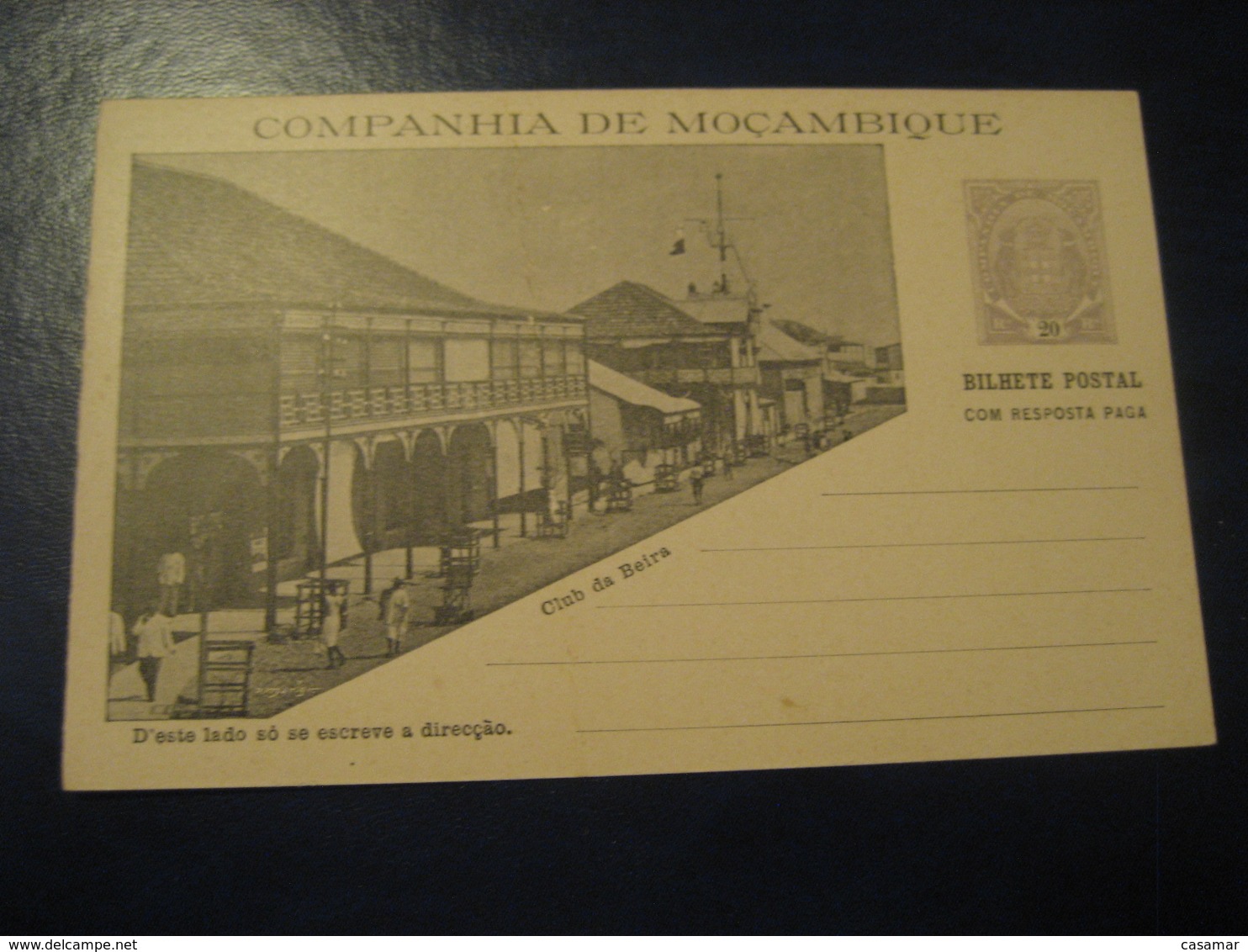 20+20 Reis Club Da Beira Bilhete Postal + Resposta Paga Companhia De Moçambique MOZAMBIQUE Portugal Colonies Stationery - Mozambique