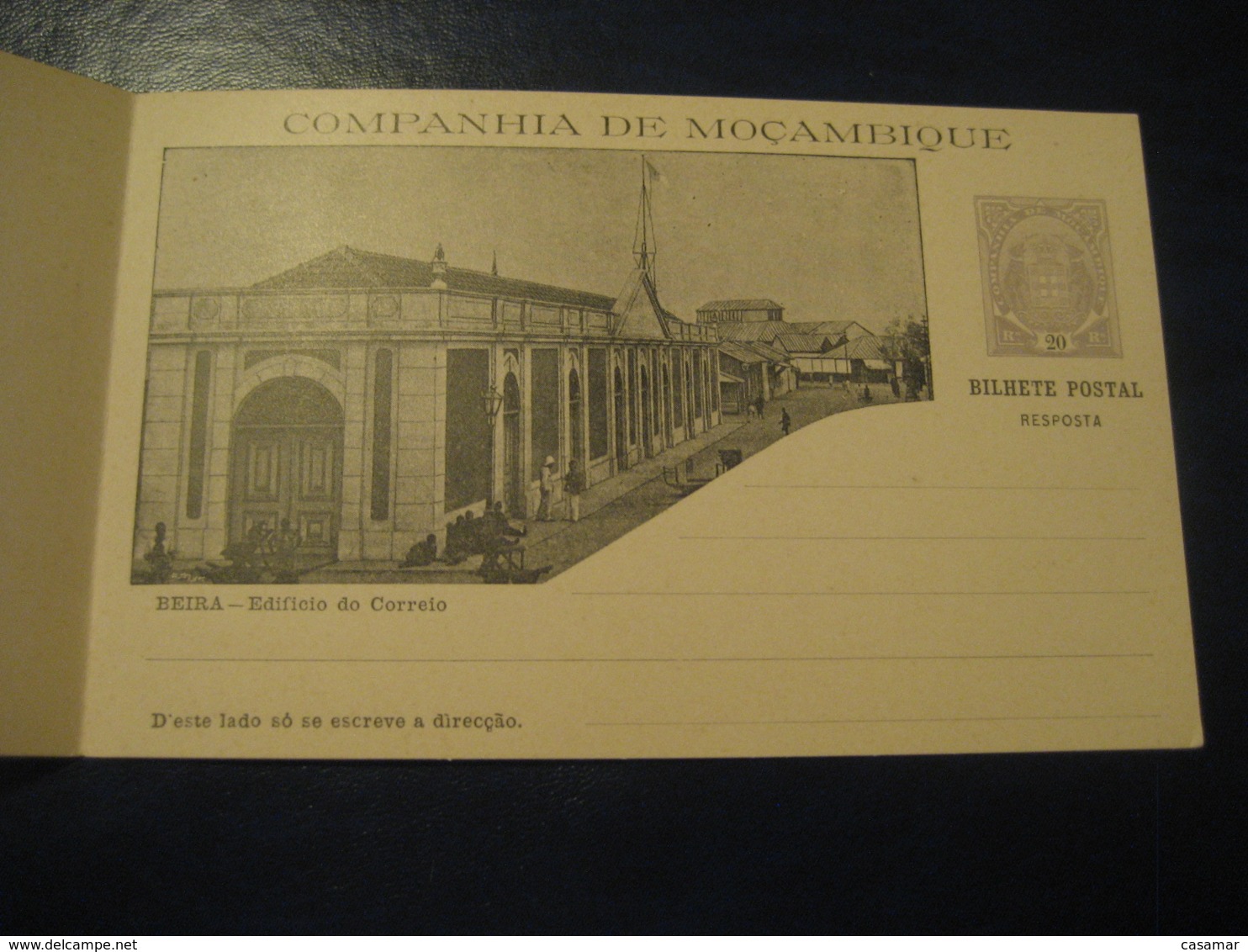 20+20Reis Beira Edif Correio Bilhete Postal + Resposta Paga Companhia Moçambique MOZAMBIQUE Portugal Colonies Stationery - Mozambique