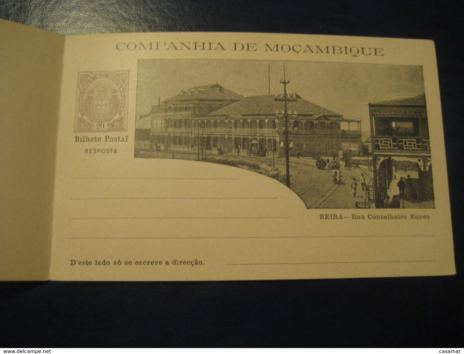 20+20Reis Beira Ennes Street Bilhete Postal + Resposta Paga Companhia Moçambique MOZAMBIQUE Portugal Colonies Stationery - Mozambique