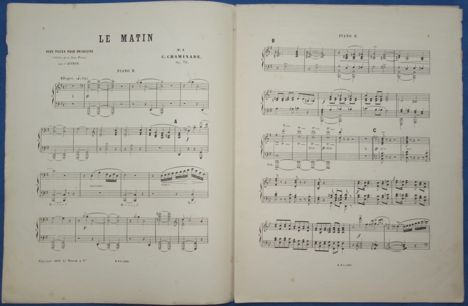 CAF CONC CLASSIQUE PIANO GF 4 MAINS CÉCILE CHAMINADE PARTITION XIX LE MATIN OPUS 79  N°1 PIÈCES RÉDUITES PAR AUTEUR 1895