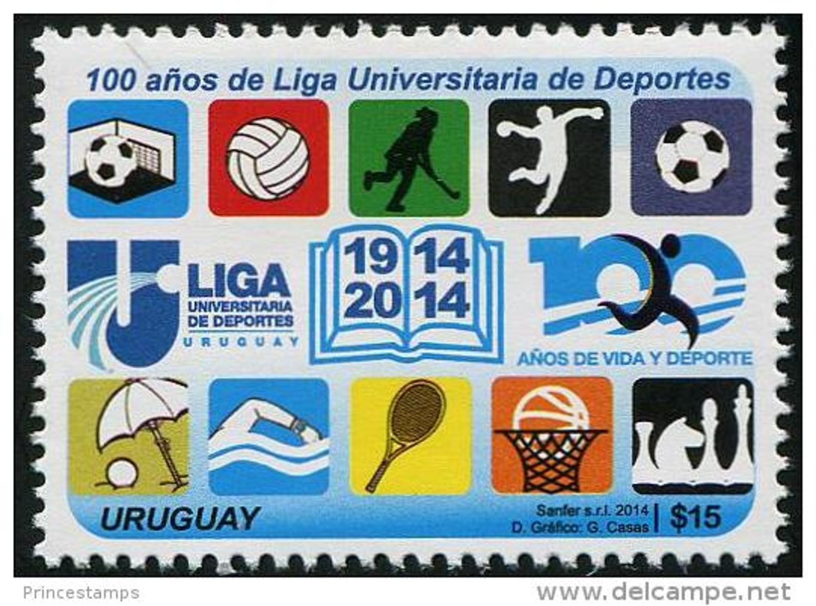 Uruguay (2014) - Set -  /  Chess - Echecs - Schach - Basketball - Volleyball - Handball - Soccer - Calcio - Tennis - Schaken