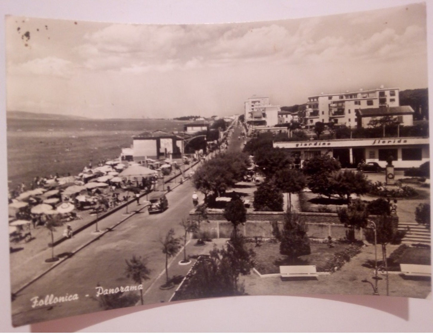 FOLLONICA Panorama Auto Animata Giardino Florida  VIAGGIATA 1961 - Viterbo