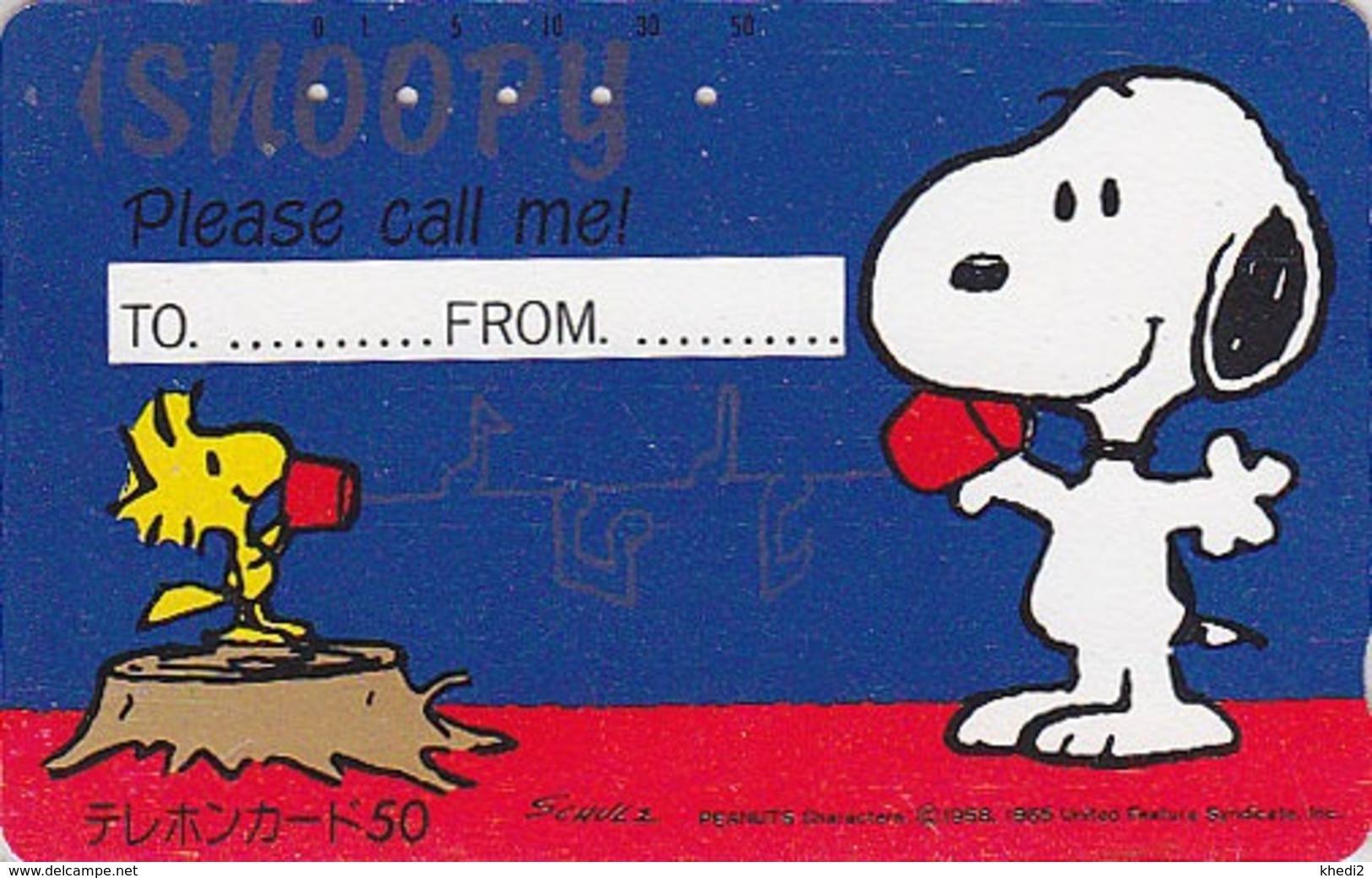 Télécarte JAPON / 330-14410 - BD Comics - CHIEN SNOOPY ** TO FROM ** - PEANUTS DOG JAPAN Free Phonecard - 1355 - BD