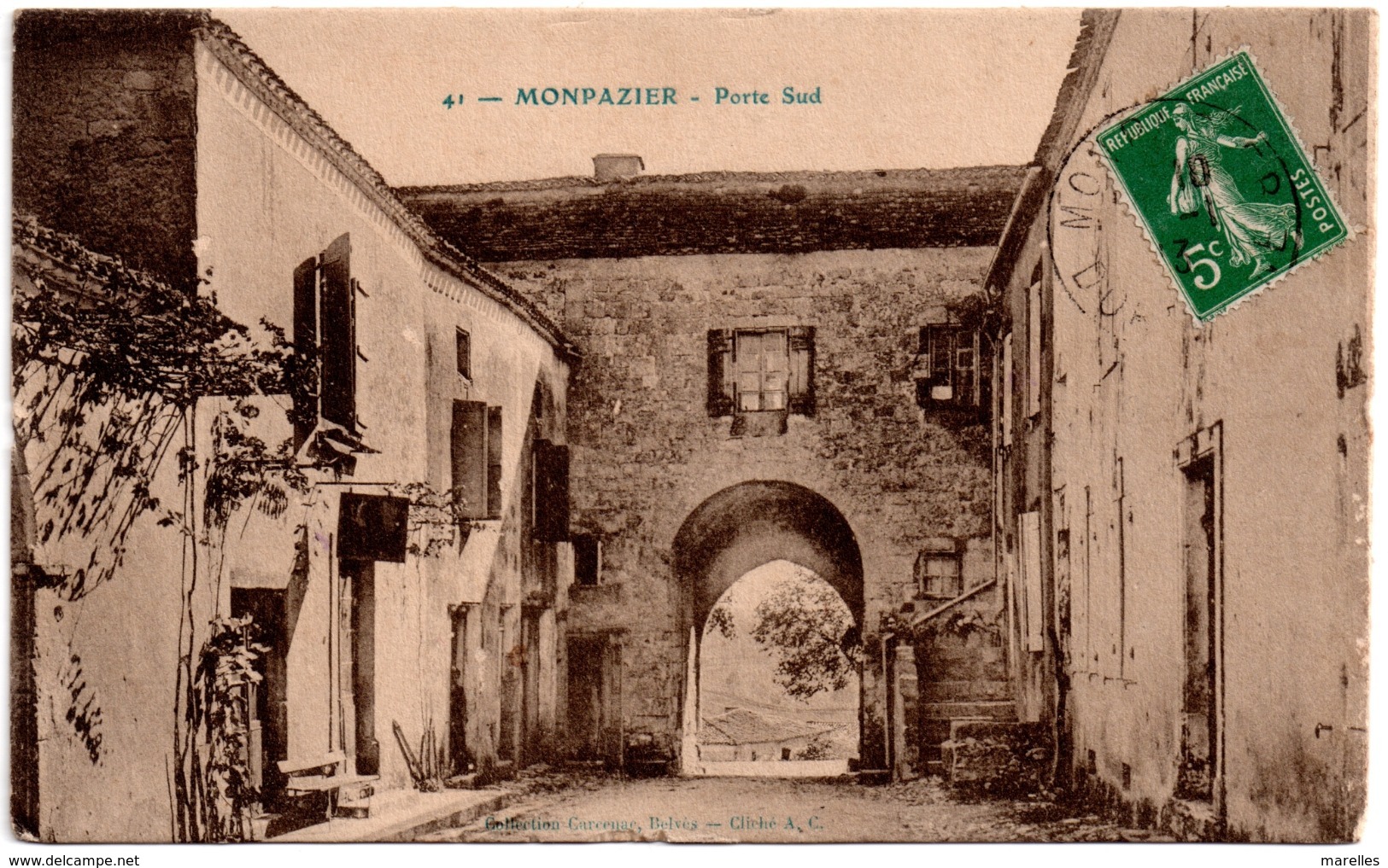 CPA MONPAZIER 24. Porte Sud. 1927 - Autres & Non Classés