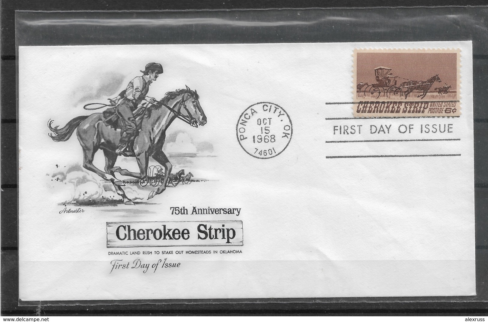 US Cachet FDC 1968 Cherokee Strip ,VF ! (FD-2) - American Indians