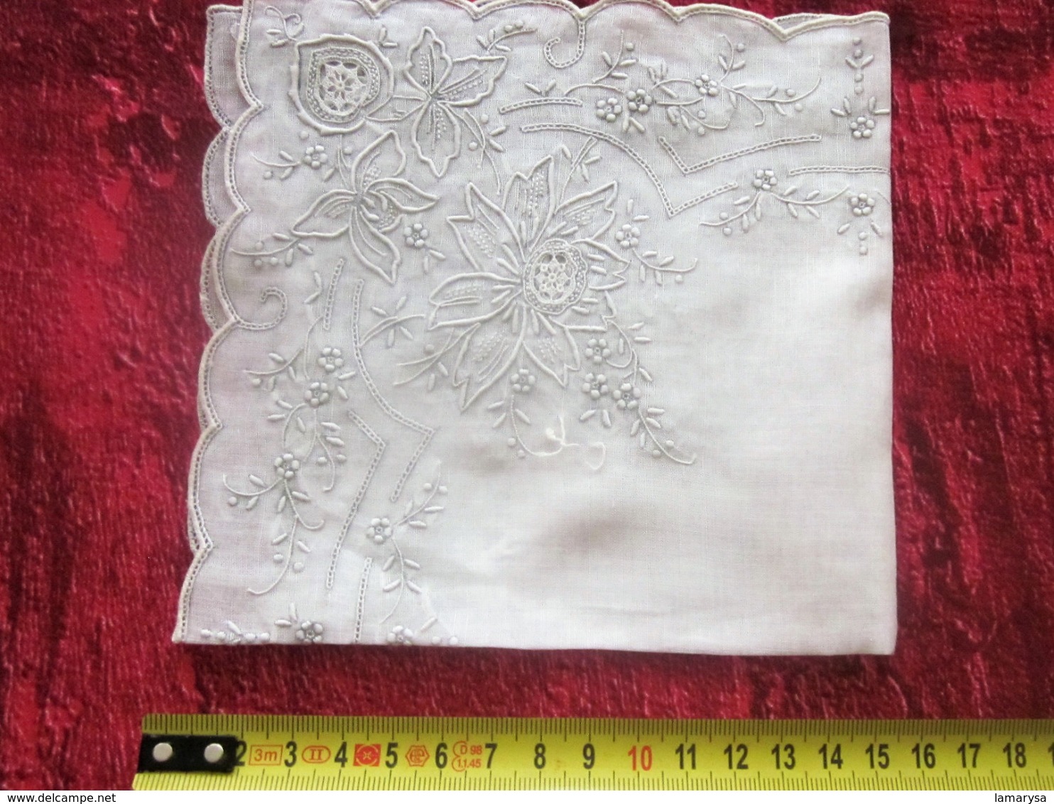 Vintage French Crochet Doily Handmade Lace Tablecloth Tablemat-Napperon+3 Serviettes Linge D'époque Creative Hobbies - Sabanas/Cubrecamas