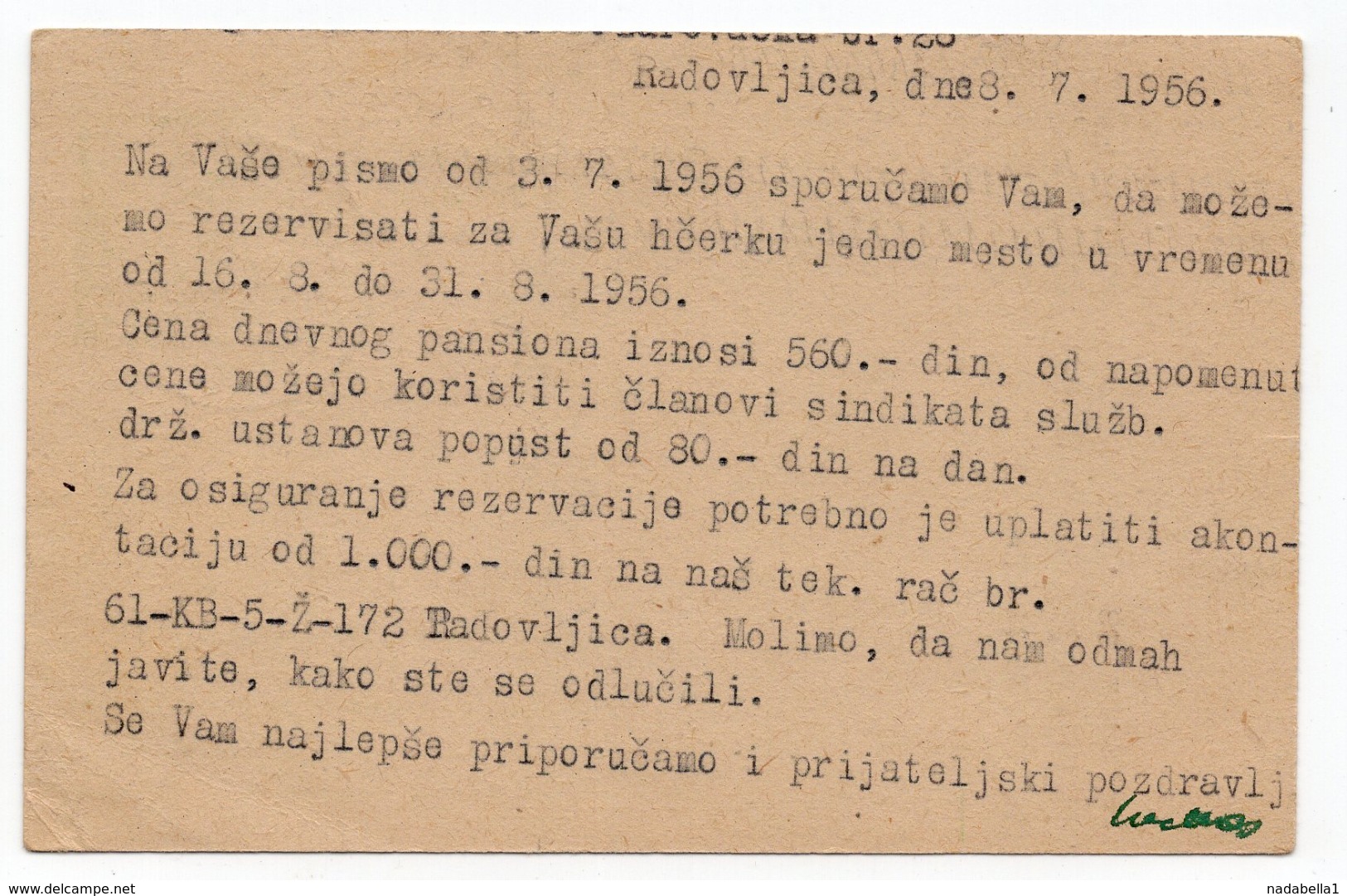 1955 YUGOSLAVIA, SLOVENIA, MOST NA SOCI-LJUBLJANA TPO 72, TO BELGRADE, USED STATIONERY CARD - Postal Stationery