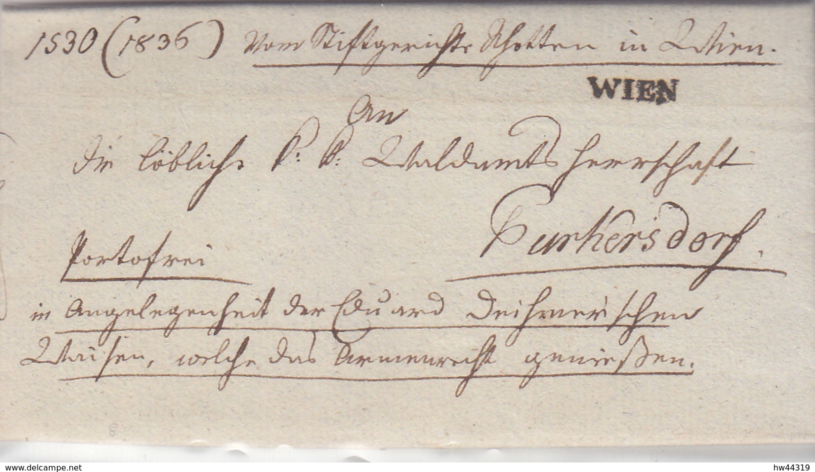 Brief Aus WIEN (1836) Nach Burkersdorf - ...-1850 Vorphilatelie