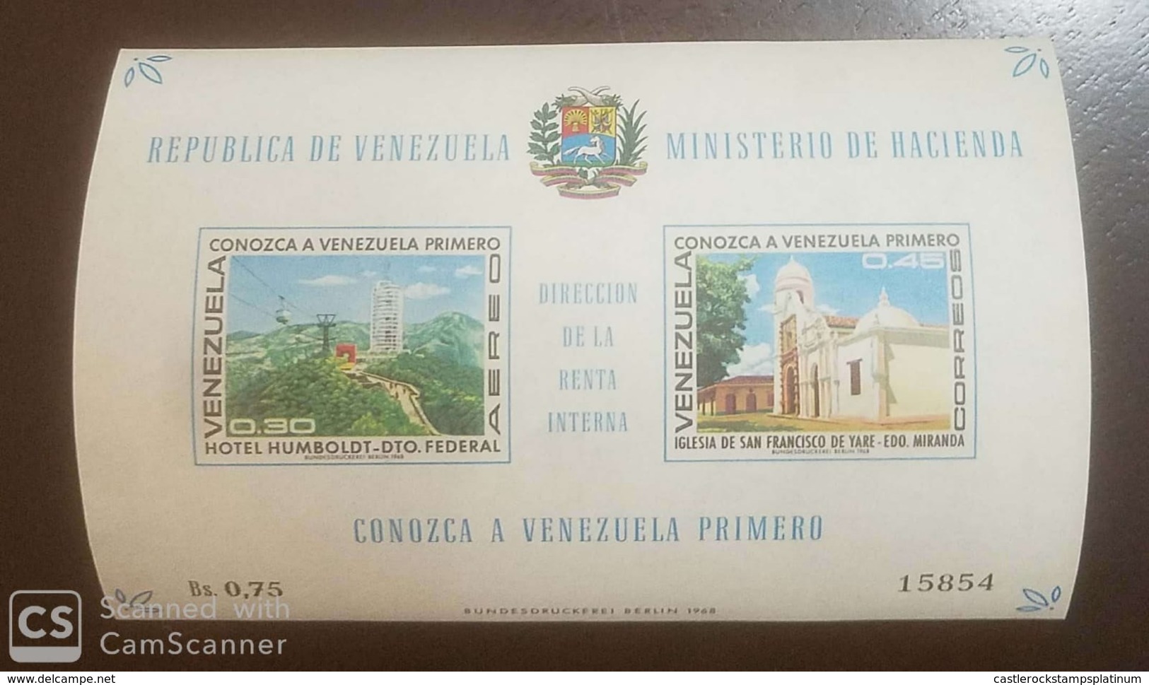 RO) 1968 VENEZUELA,  MEET VENEZUELA - HOTEL HUMBOLDT - CHURCH OF ST FRANCIS OF YARE, LANDSCAPE, MNH - Venezuela