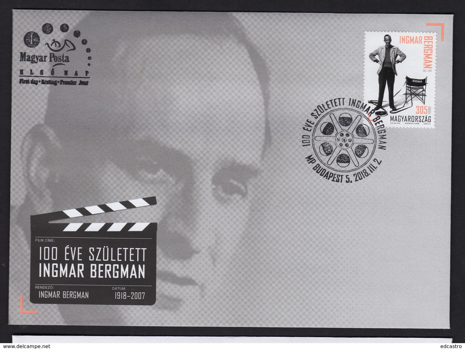 32.- HUNGARY 2018 FDC CINEMA Ingmar Bergman Was Born 100 Years Ago - Cinema