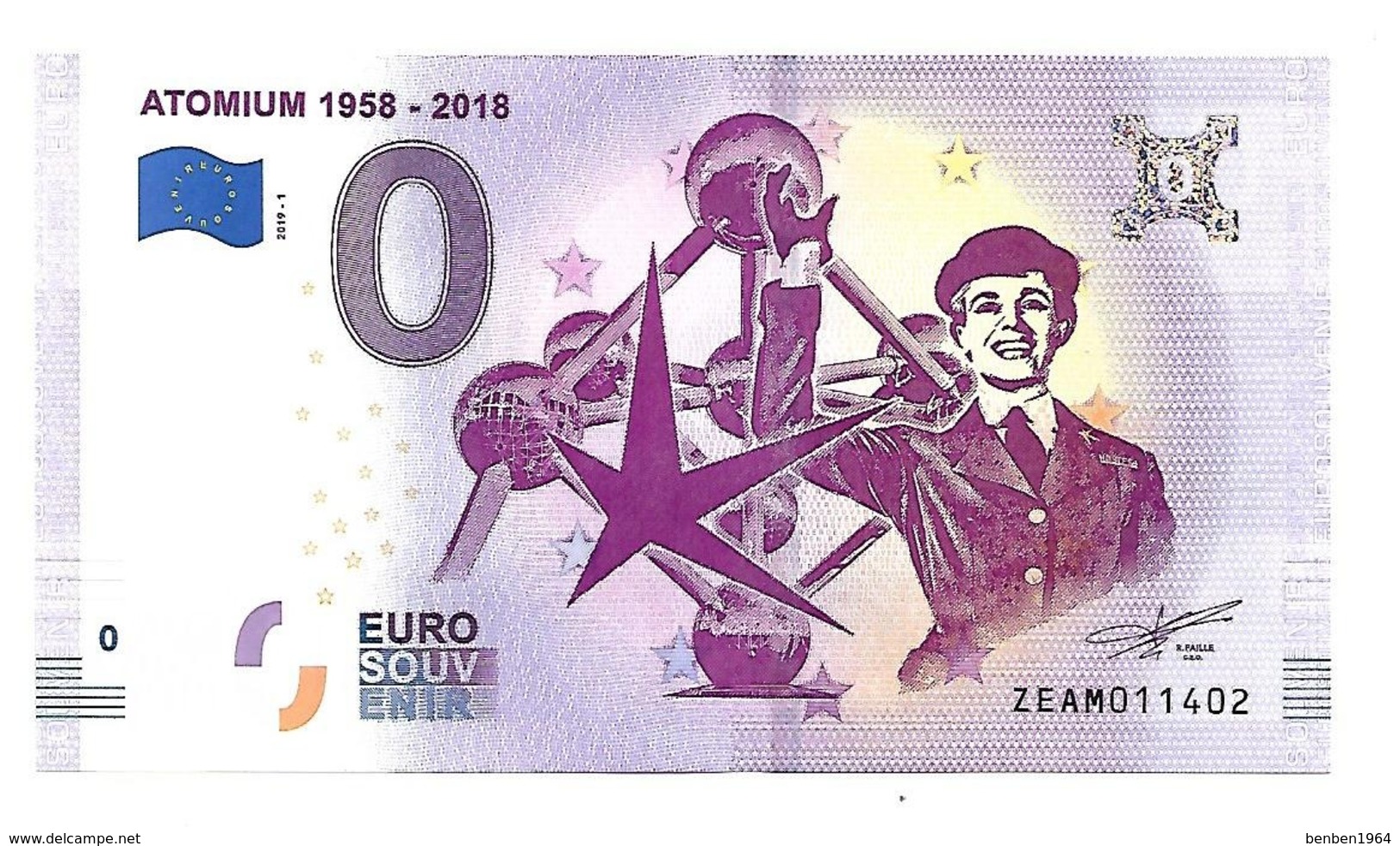 ATOMIUM 1958 - 2018  (billet 0 Euro) Nouveau Millésime 2019-1 - Autres & Non Classés