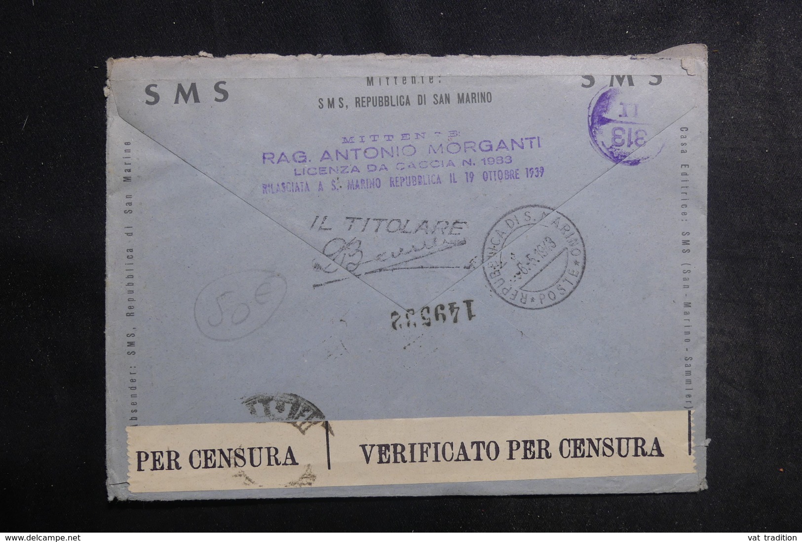 SAINT MARIN - Enveloppe En Recommandé Pour Bruxelles En 1943 Avec Contrôle Postal , Affranchissement Plaisant - L 42158 - Brieven En Documenten
